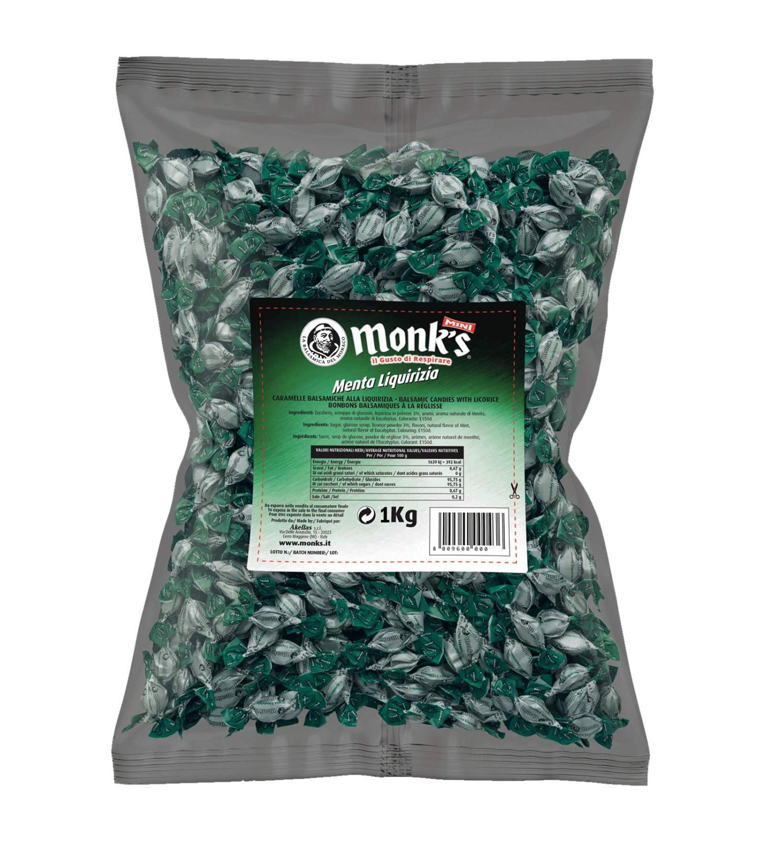 Akellas MINI MONK'S BALSAMIC CANDIES MINT LIQUORICE 1KG BALSAMIC CANDIES