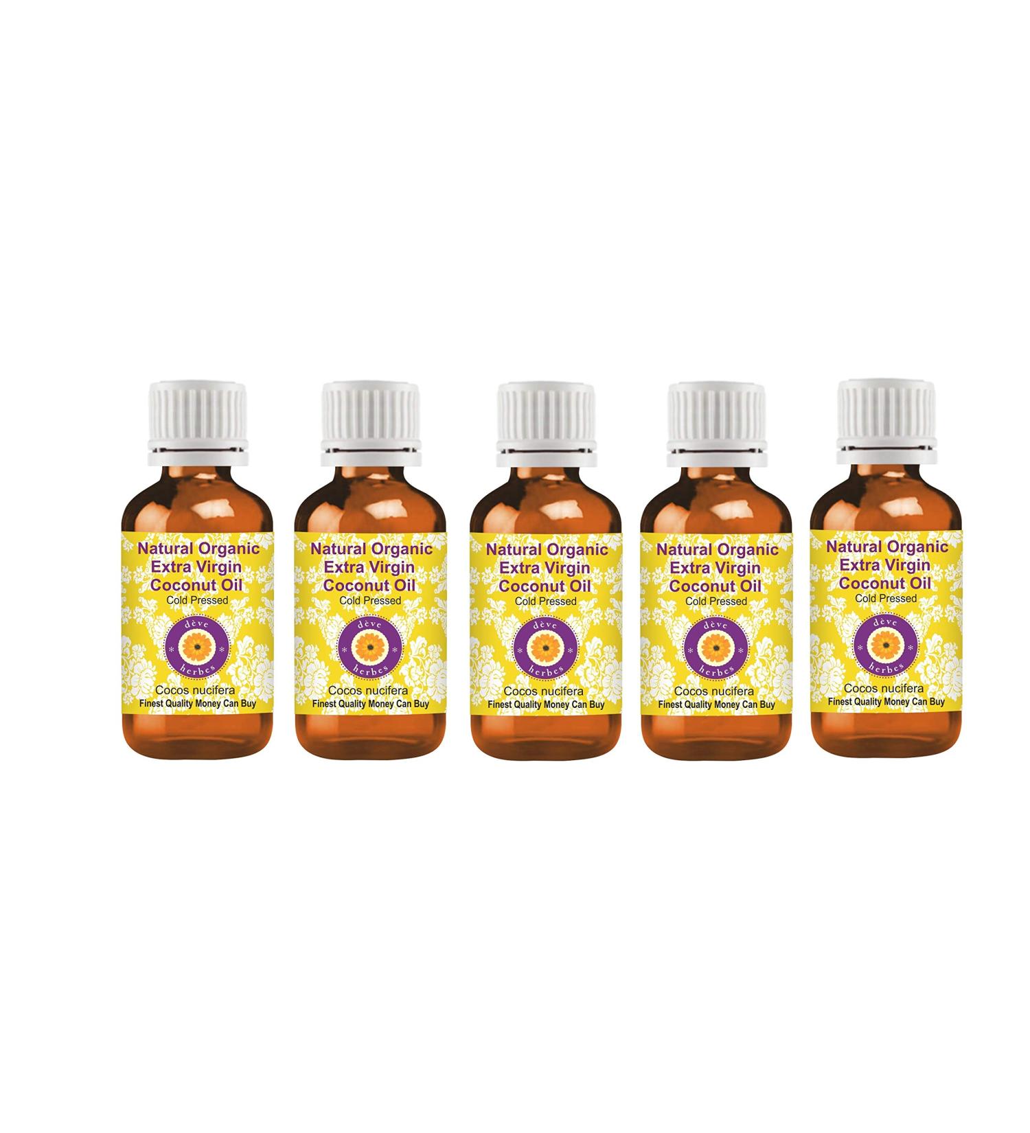 Buy D ve Herbes Natural Organic Extra Virgin Coconut Oil - Cold Pressed - 100ml (Pack of 5) for International Shipping - Buy Online on GoSupps.com