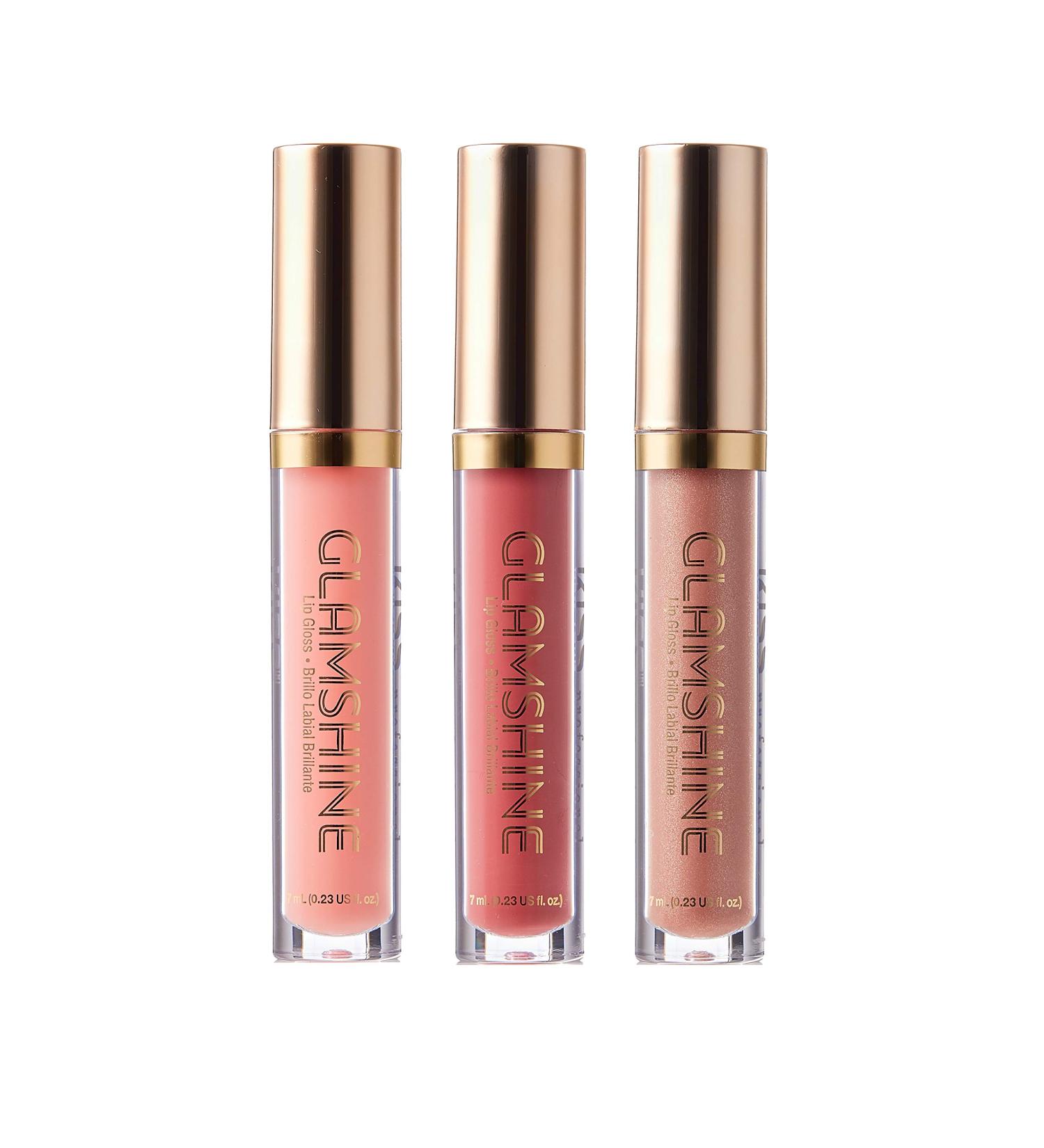 KISS Glam Shine Vita Lip Gloss 3 Pack - Bare Baby, Rosy Delight, Nutty Nude - Buy Online on GoSupps.com