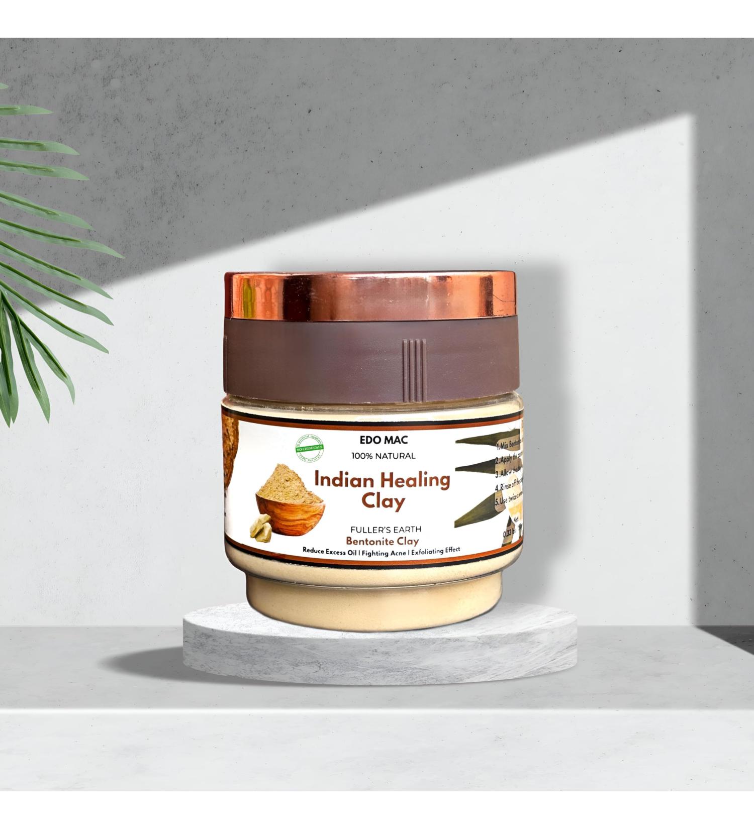 Pure Indian Healing Clay Face Mask | Detoxifying & Cleansing Skin Treatment | Anti-Aging Acne Remedy for Glowing Skin (5.29 oz - Buy Online on GoSupps.com