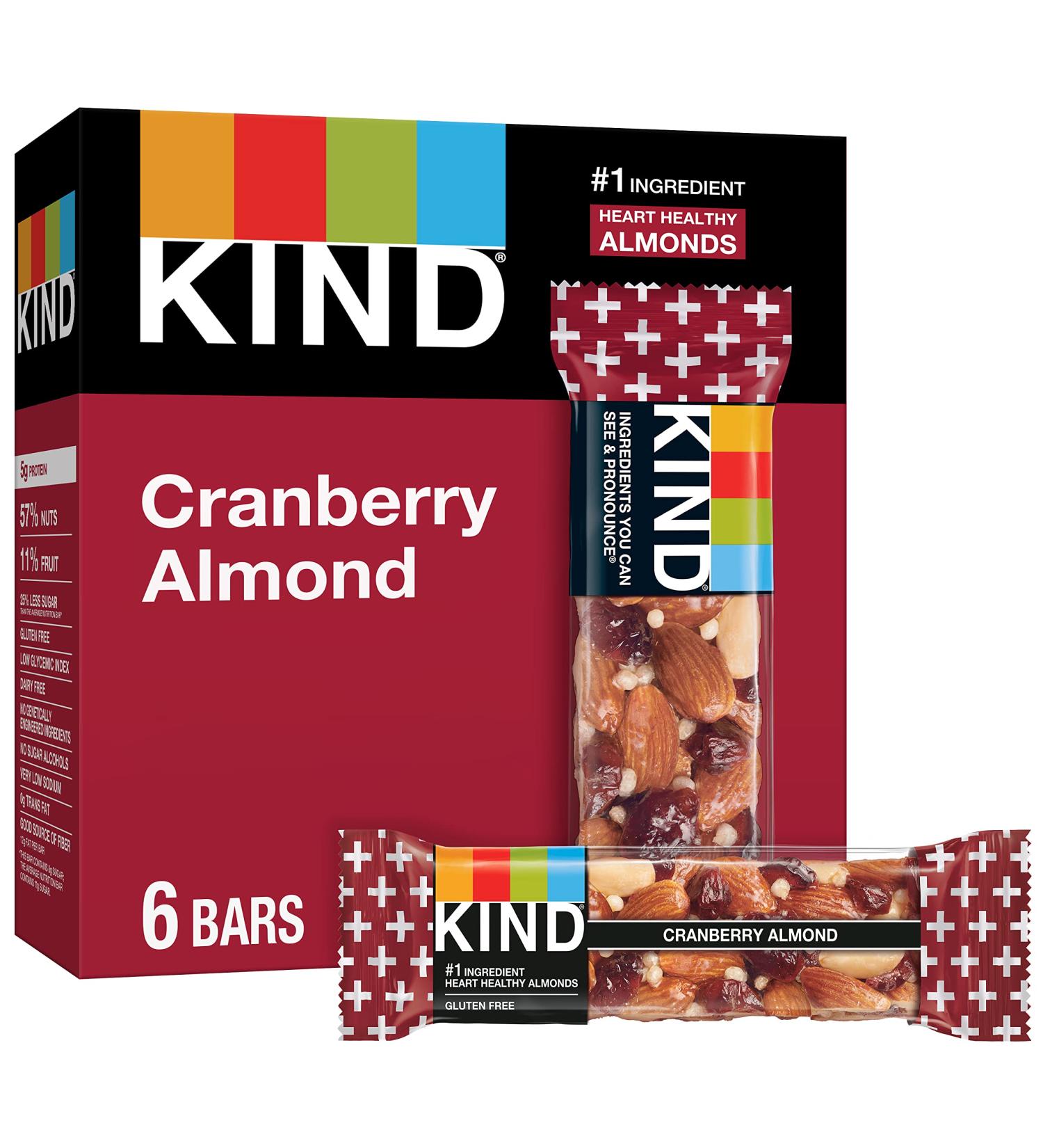 KIND Cranberry Almond + Antioxidants 6 Count - 8.4 Oz Pack, Healthy Snack Bar - Buy Online on GoSupps.com