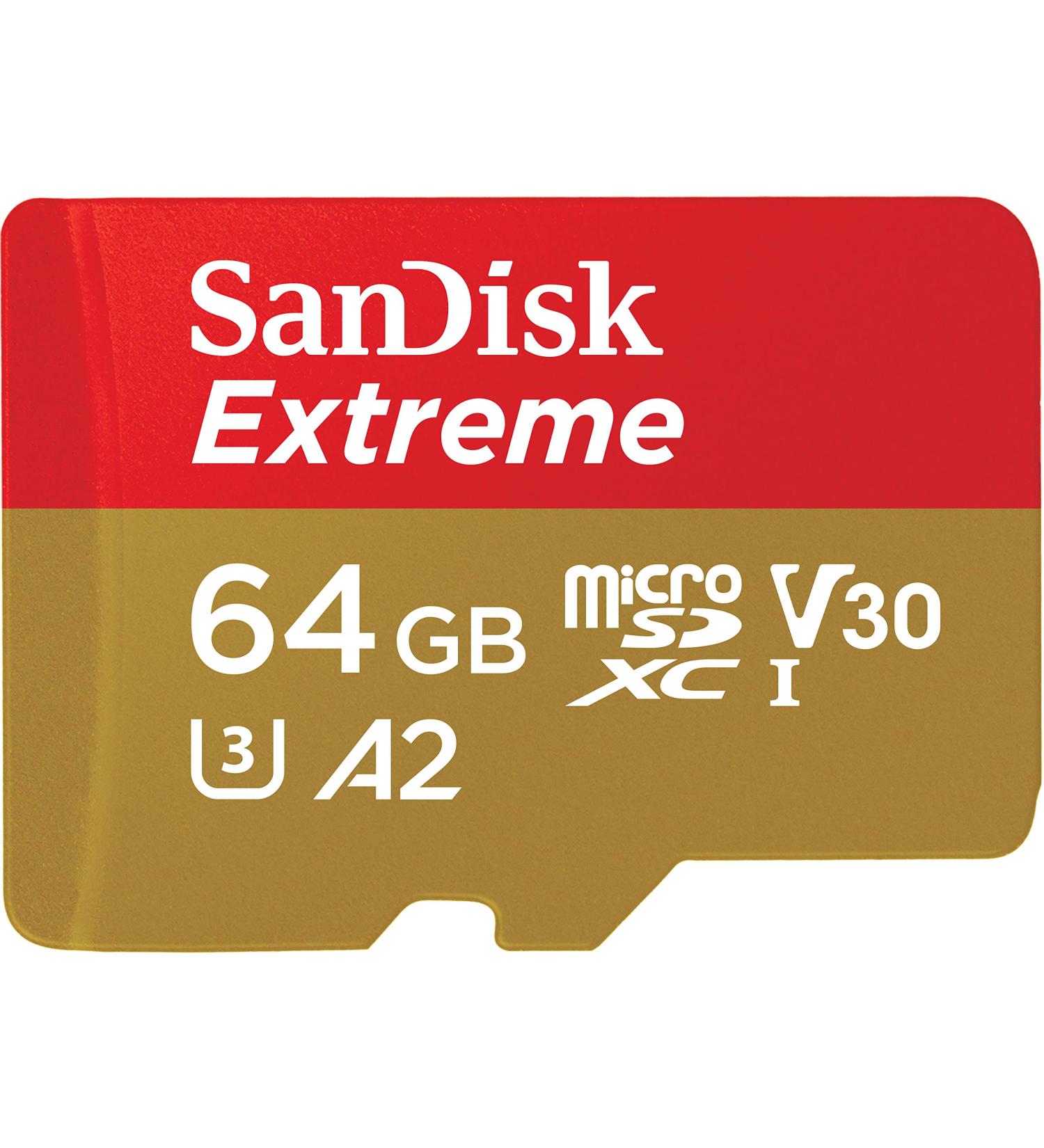 SanDisk 64GB Extreme microSDXC UHS-I Memory Card - Up to 160MB/s, C10, U3, V30, 4K, A2 - SDSQXA2-064G-GN6MA - Buy Online on GoSupps.com