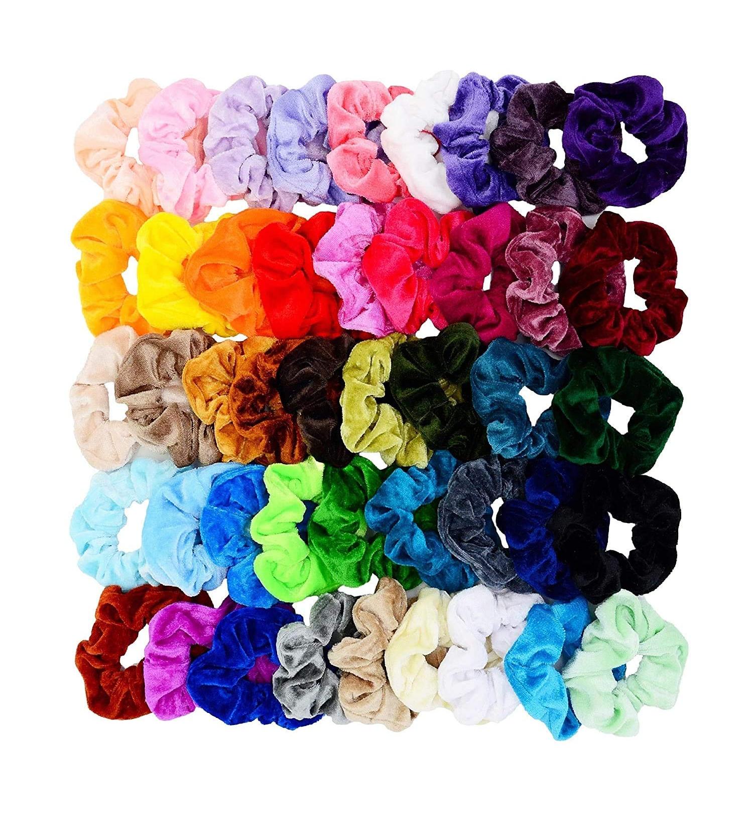 20 Pieces Velvet Hair Scrunchies | Colorful Elastic Hair Ties for Girls & Women | Premium Hair Accessories - Buy Online on GoSupps.com
