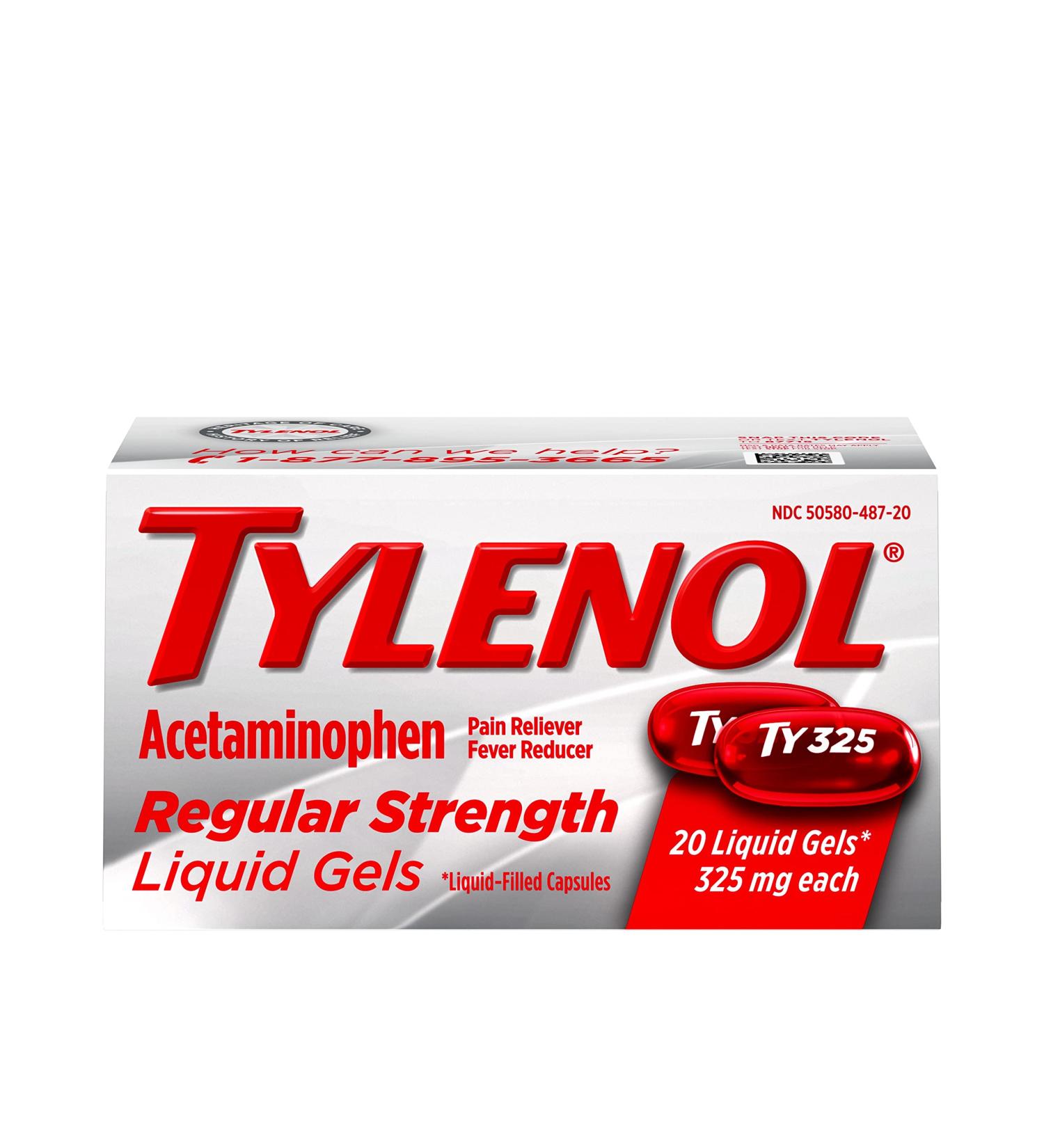 Tylenol Regular Strength Liquid Gels - 20 Count | Fast Pain Relief - Buy Online on GoSupps.com