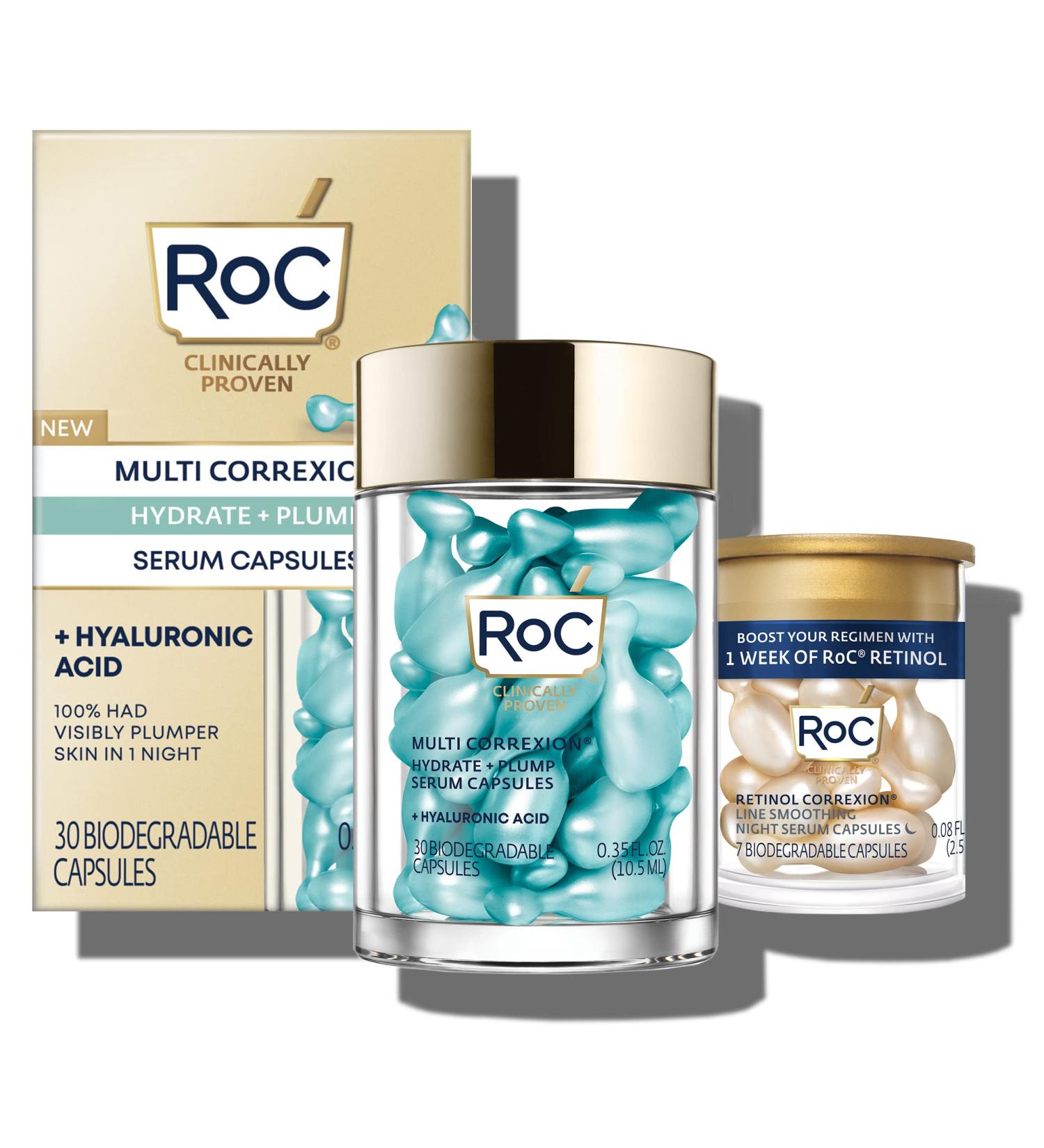 RoC Multi Correxion & Retinol Capsules Set - Anti-Aging Night Serum & Moisturizer (30+7 CT) - Best Skin Care Gift - Buy Online on GoSupps.com