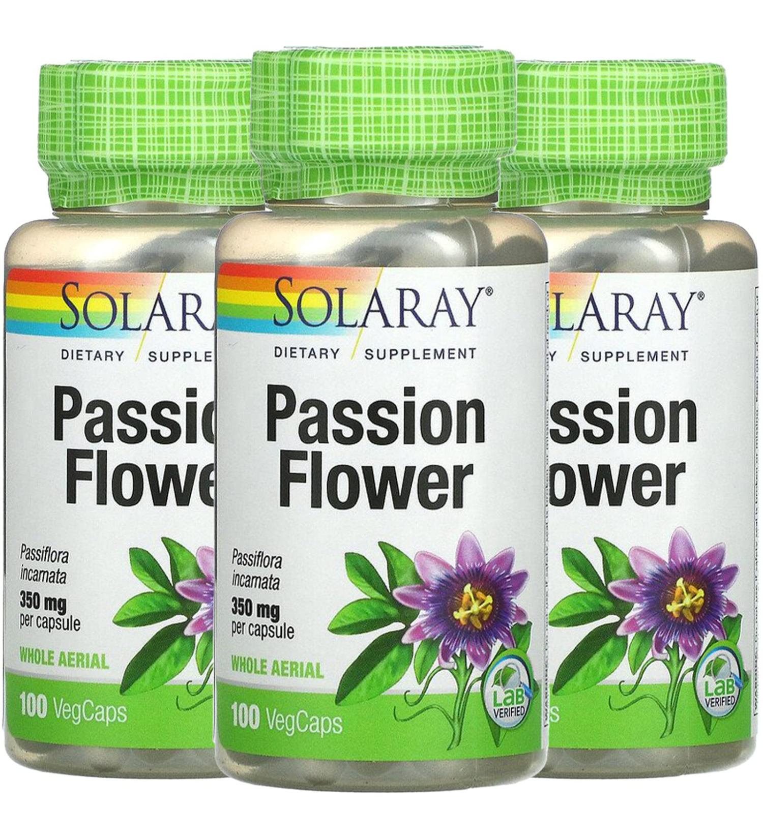 Solaray, (3 Pack) Passion Flower, 350 mg, 100 VegCaps