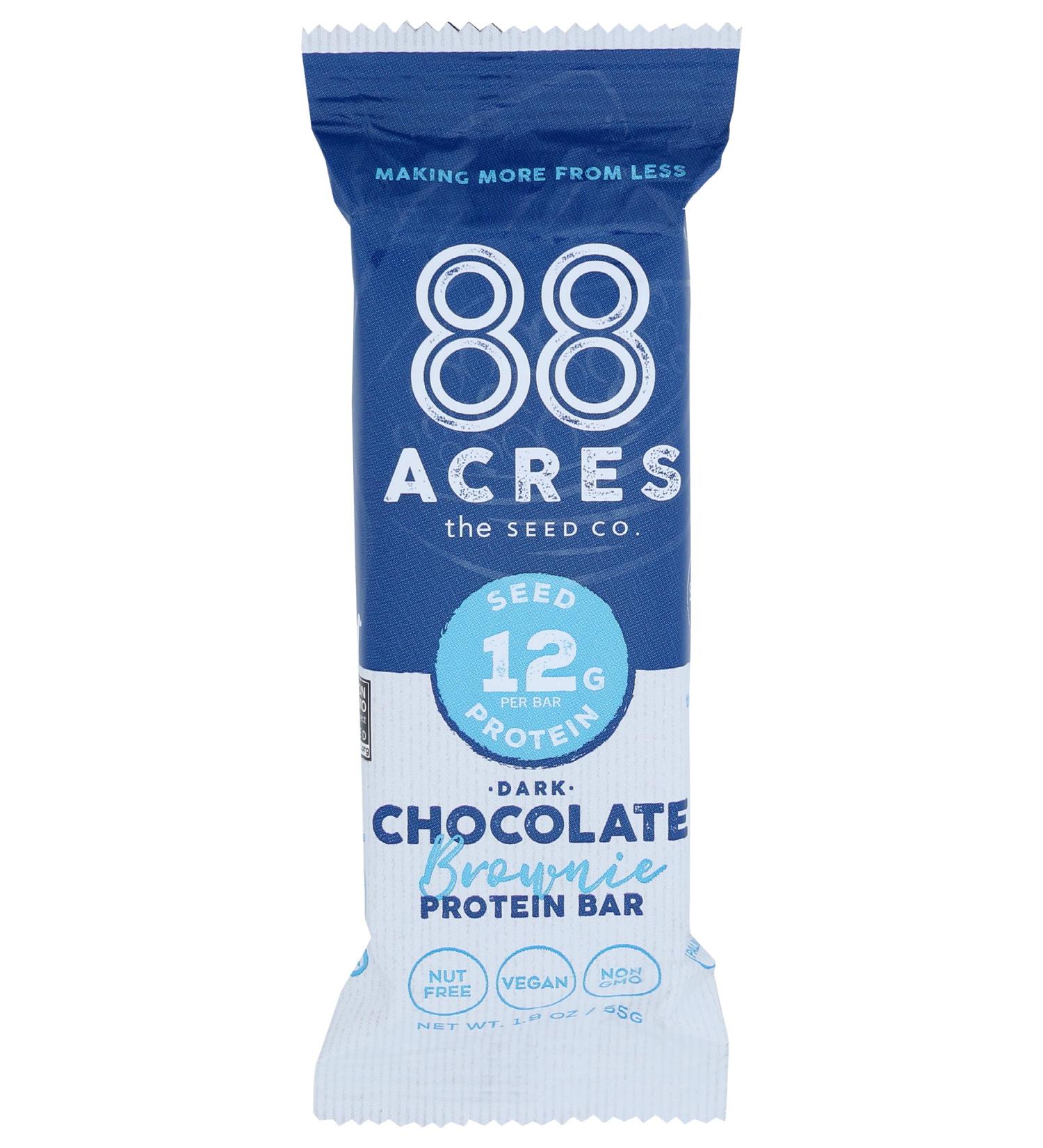 88 Acres Dark Chocolate Brownie Seed Protein Bar - 1.9 OZ | Vegan Gluten-Free Healthy Snack - International Shipping Available - Buy Online on GoSupps.com