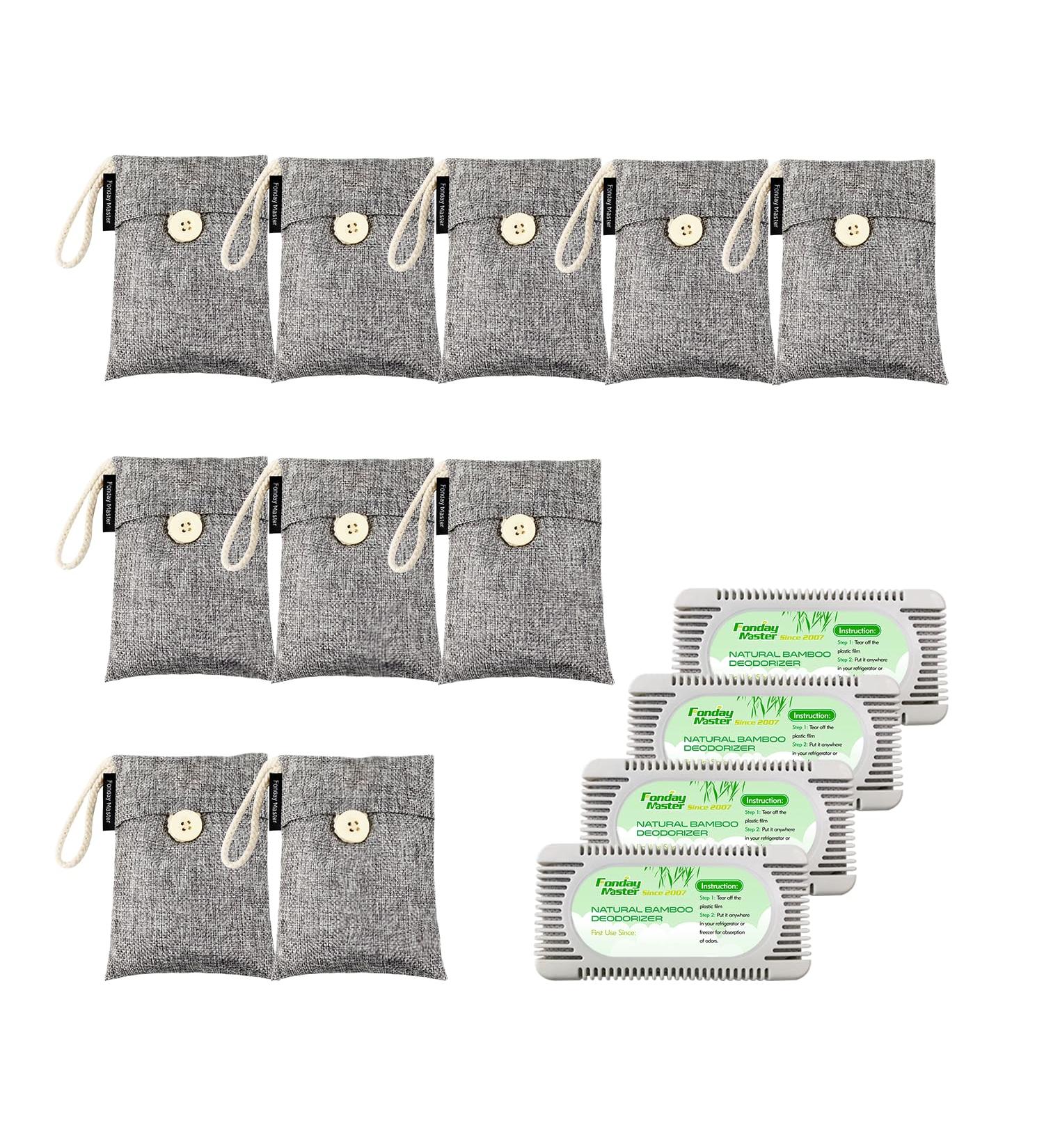 10 Packs Fonday Bamboo Charcoal Deodorizer Bags (100g) + 4 Packs Fridge Deodorizer - Odor Eliminator & Air Purifier for Gym Shoes Car Pets & Closets - 14 Pack Bundle - Buy Online on GoSupps.com