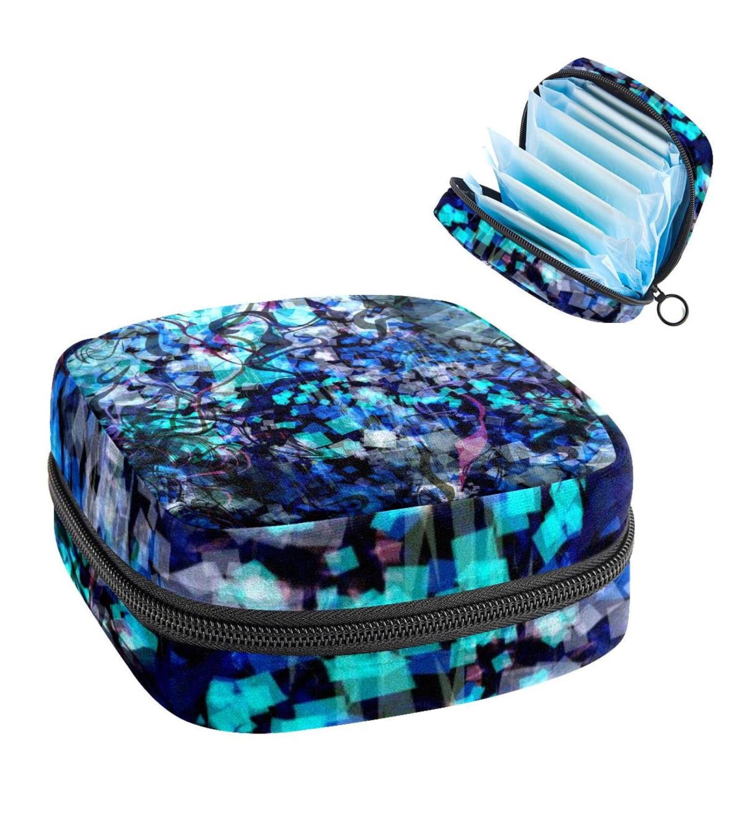 Abstract Blue Storage Bag for Women | Portable Menstrual Cup & Tampon Holder | Ideal for Teens & Nursing Pads - Buy Online on GoSupps.com