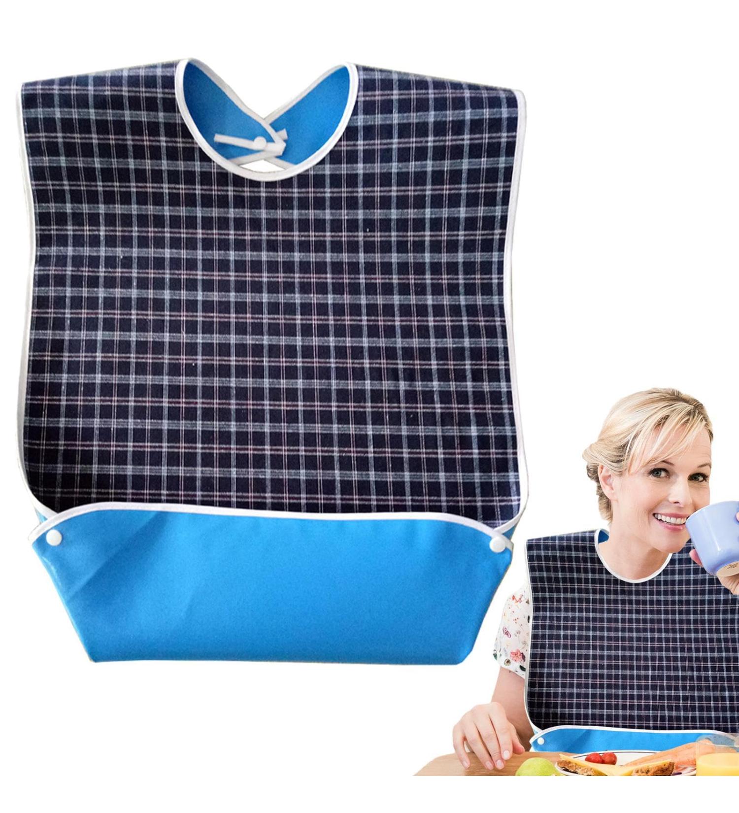 Adult Bibs for Eating - Waterproof Feeding Bib for Elderly with Crumb Catcher | Stylish and Comfortable Adult Bibs for Women for Nursing Home Care - Buy Online on GoSupps.com
