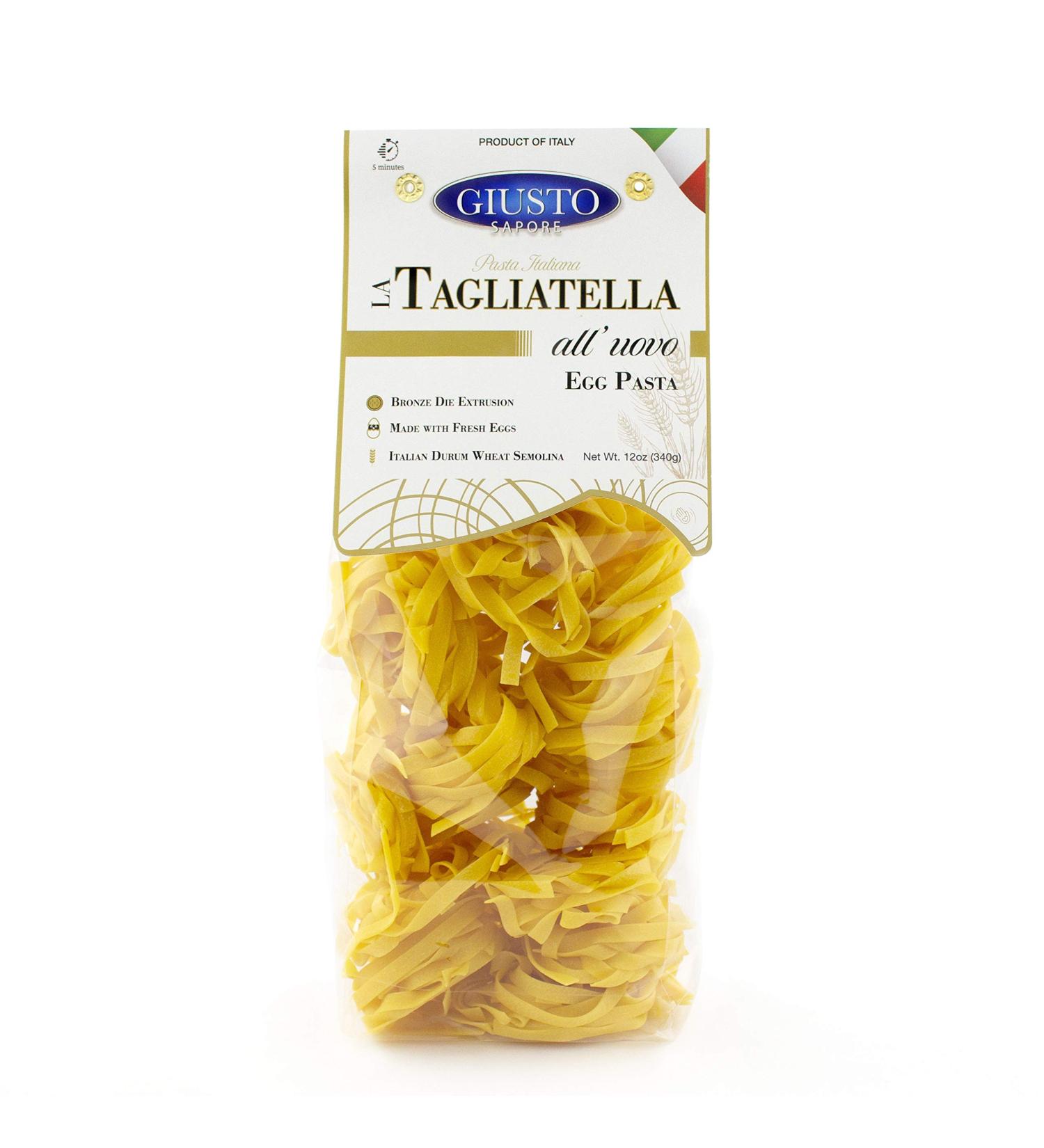 Giusto Sapore Classic Tagliatelle All'Uovo Italian Egg Pasta Nest - 340g - Premium Bronze Drawn Durum Wheat Semolina Gourmet Pasta Noodles - Imported from Italy and Family Owned (Tagliatella  1 Pack) Tagliatella 12 Ounce ( - Buy Online on GoSupps.com