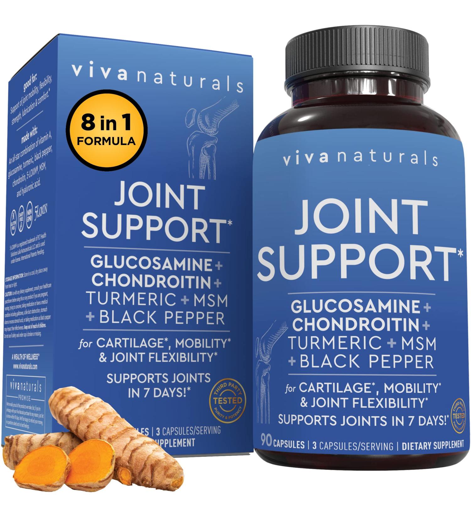 Joint Supplement with Glucosamine, Chondroitin, MSM, Turmeric, Boswellia & Hyaluronic Acid - 90 Capsules for Joint Support, Mobility & Comfort - Buy Online on GoSupps.com