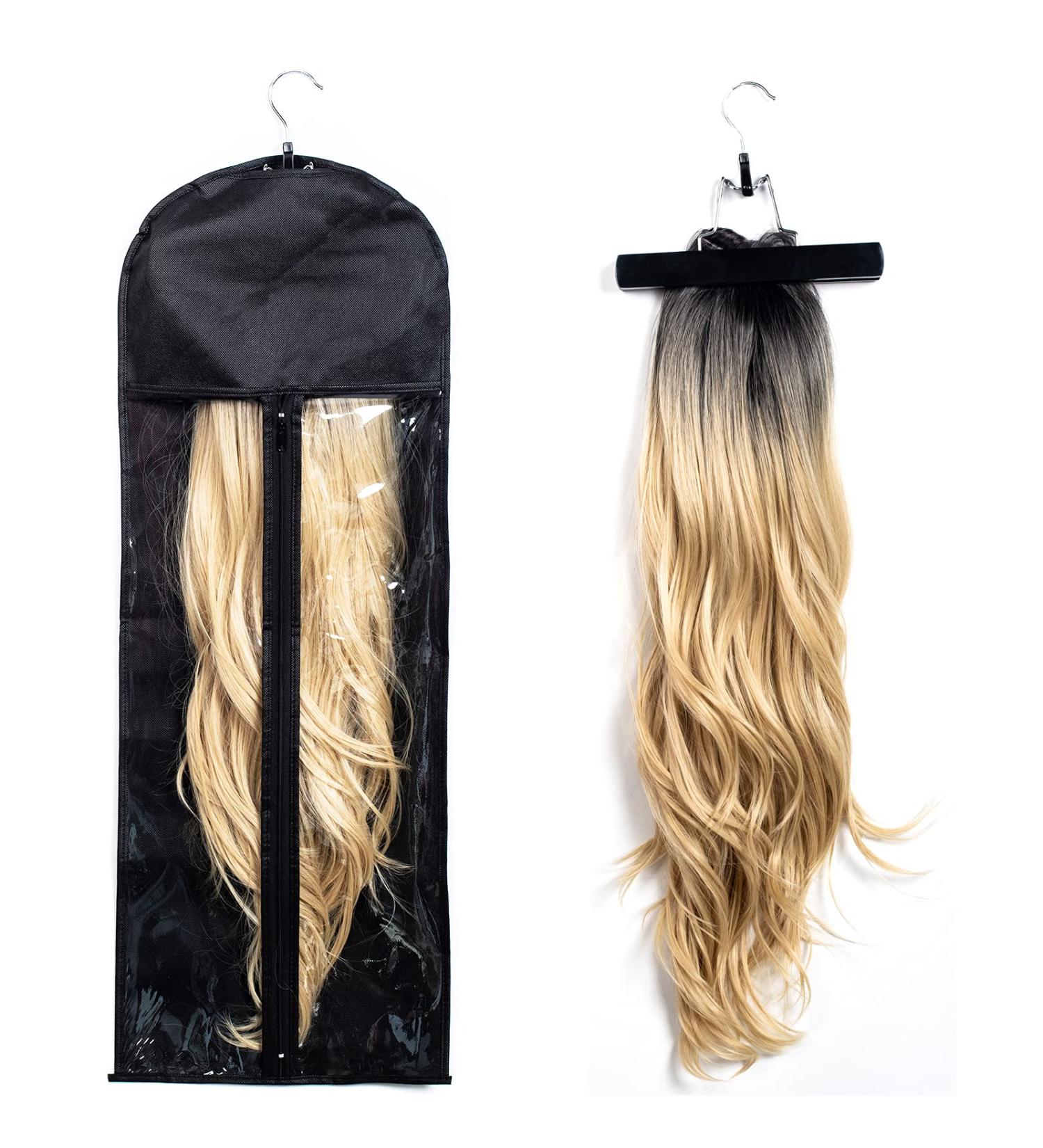 RJMBMUP 1 Pack Extra Long Hair Extension Holder Wig Storage Bag with Hanger Hairpieces Ponytail Bundles Storage Carrier Case for Store Style Hair Travel Hair Extensions Bag Black Color 1 pcs Extra-long Blcak - Buy Online on GoSupps.com