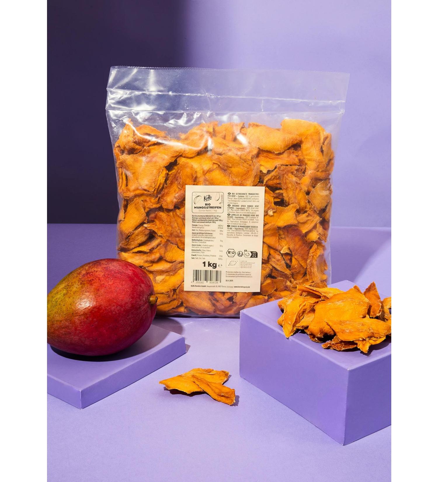 KoRo - Organic Kent Dried Mango 1kg - Fruity-sweet taste - No added sugar - Dried mango of the Kent variety - Buy Online on GoSupps.com