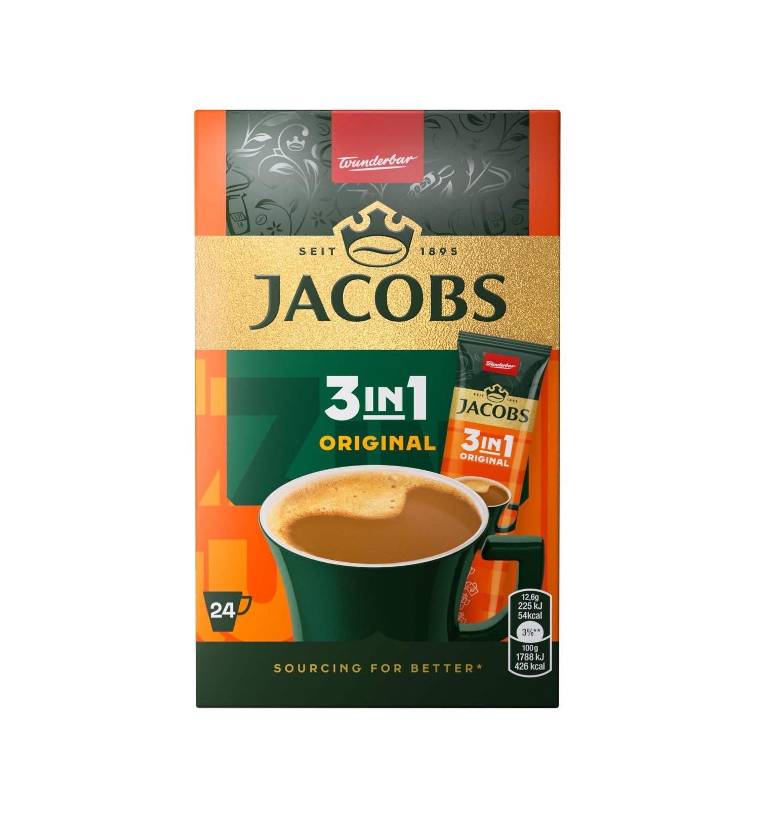 Jacobs 3-en-1 Caf instantan en sachets 6 paquets de 24 sticks 302 4 g Total 144 sticks ORIGINAL 24 STICKS / SACHETS 302.4G 24 unit (Lot de 6) - Buy Online on GoSupps.com