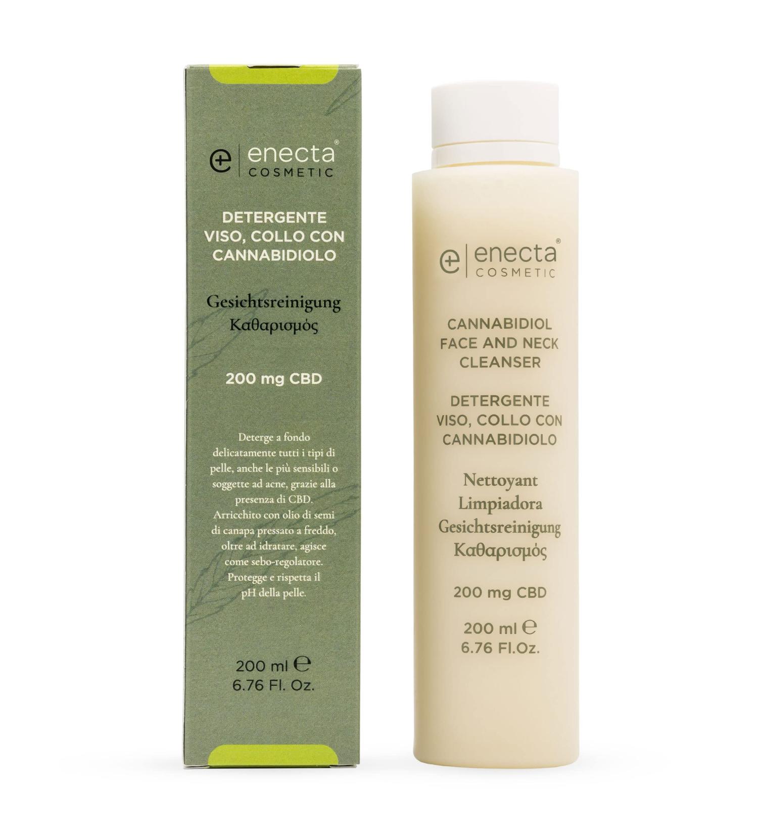  Enecta Enecta - Face and neck cleansing lotion with hemp extract 200 mg/200 ml removes impurities and respects the natural pH of the skin. - Buy Online on GoSupps.com