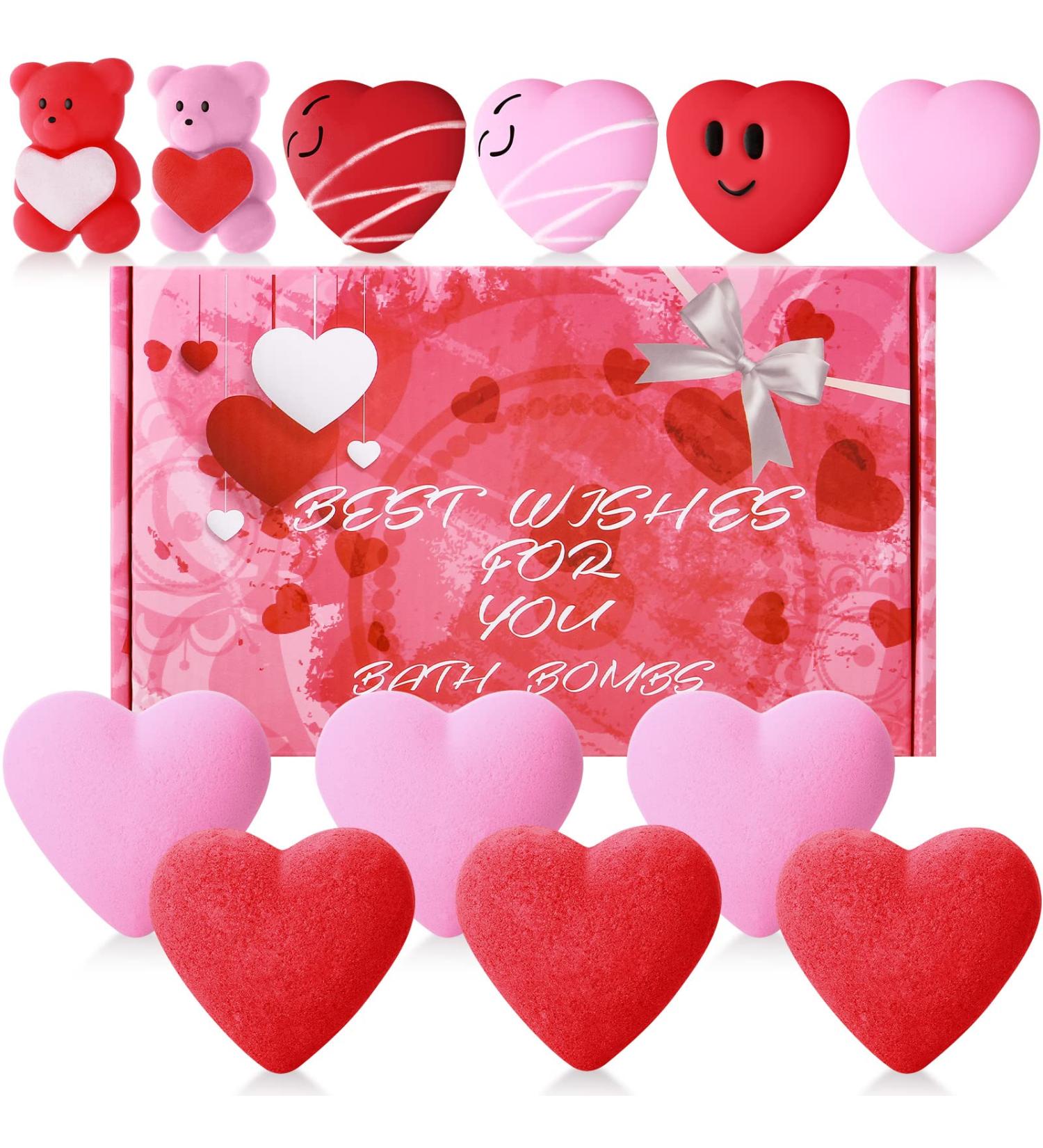 Valentine Bath Bomb Gift Set - 6 Heart Shape Bath Bombs with Surprise Toys | Bubble Bath Fizz Balls for Shower | Perfect Valentine's Day Party Favor - Buy Online on GoSupps.com