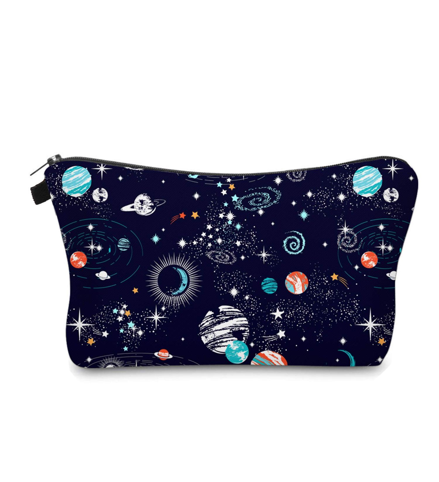 Cute Travel Makeup Bag Cosmetic Bag Small Pouch Gift for Women (Space) B Space