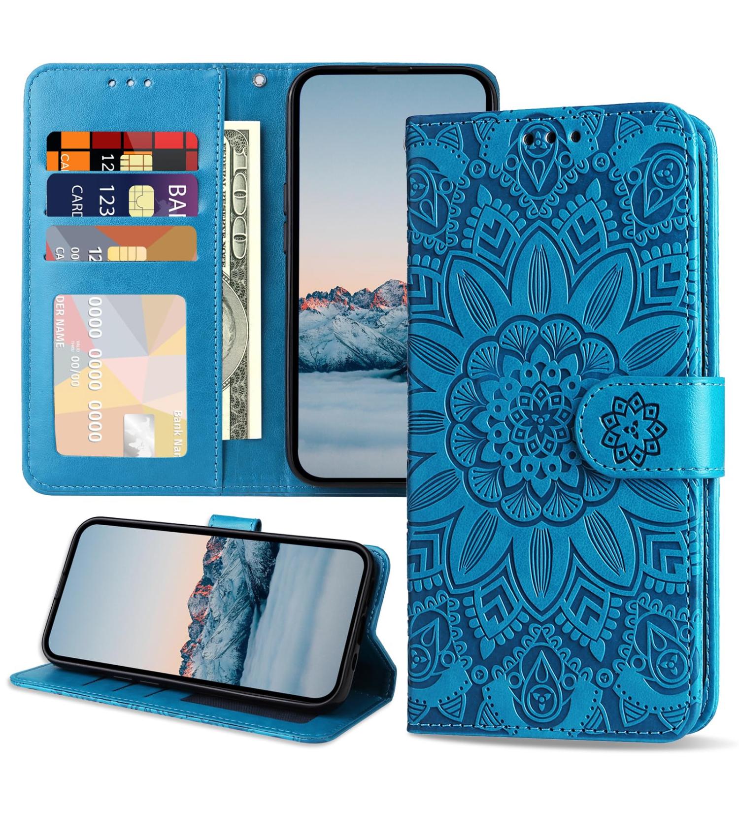 Shop SRISHP Blue PU Leather Flip Wallet Case for Oppo A74 5G & A54 5G | Magnetic Folding Cover for OnePlus Nord N200 - International Shipping Available - Buy Online on GoSupps.com
