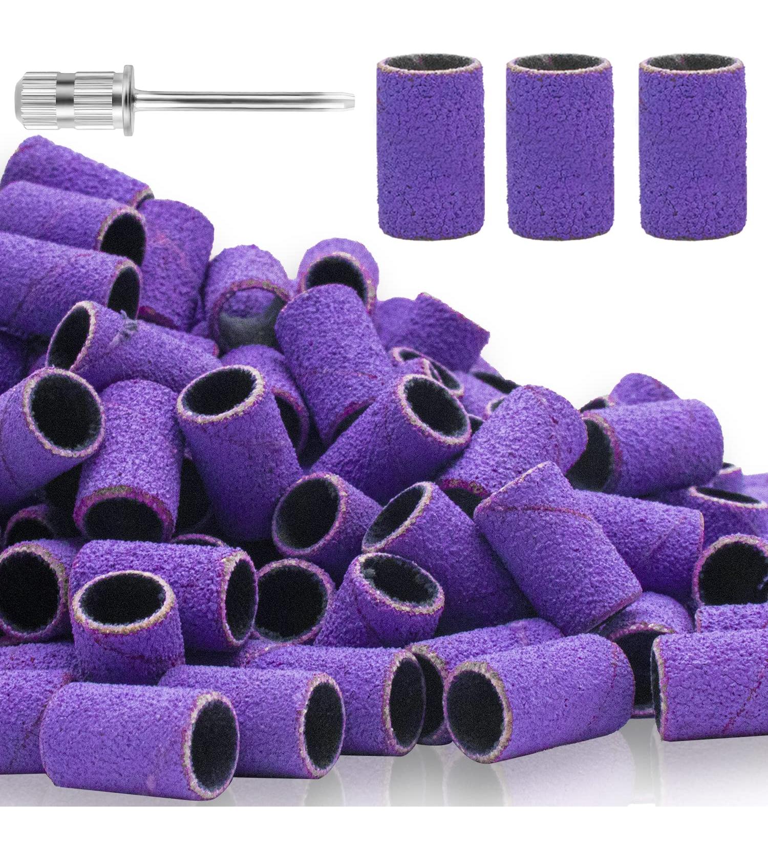 100Pcs Medium Grit Sanding Bands for Nail Drill - 150 Grit Professional Nail Sanding Band Set with 3/32 Nail Drill Bit for Acrylic Nails - Purple - Buy Online on GoSupps.com