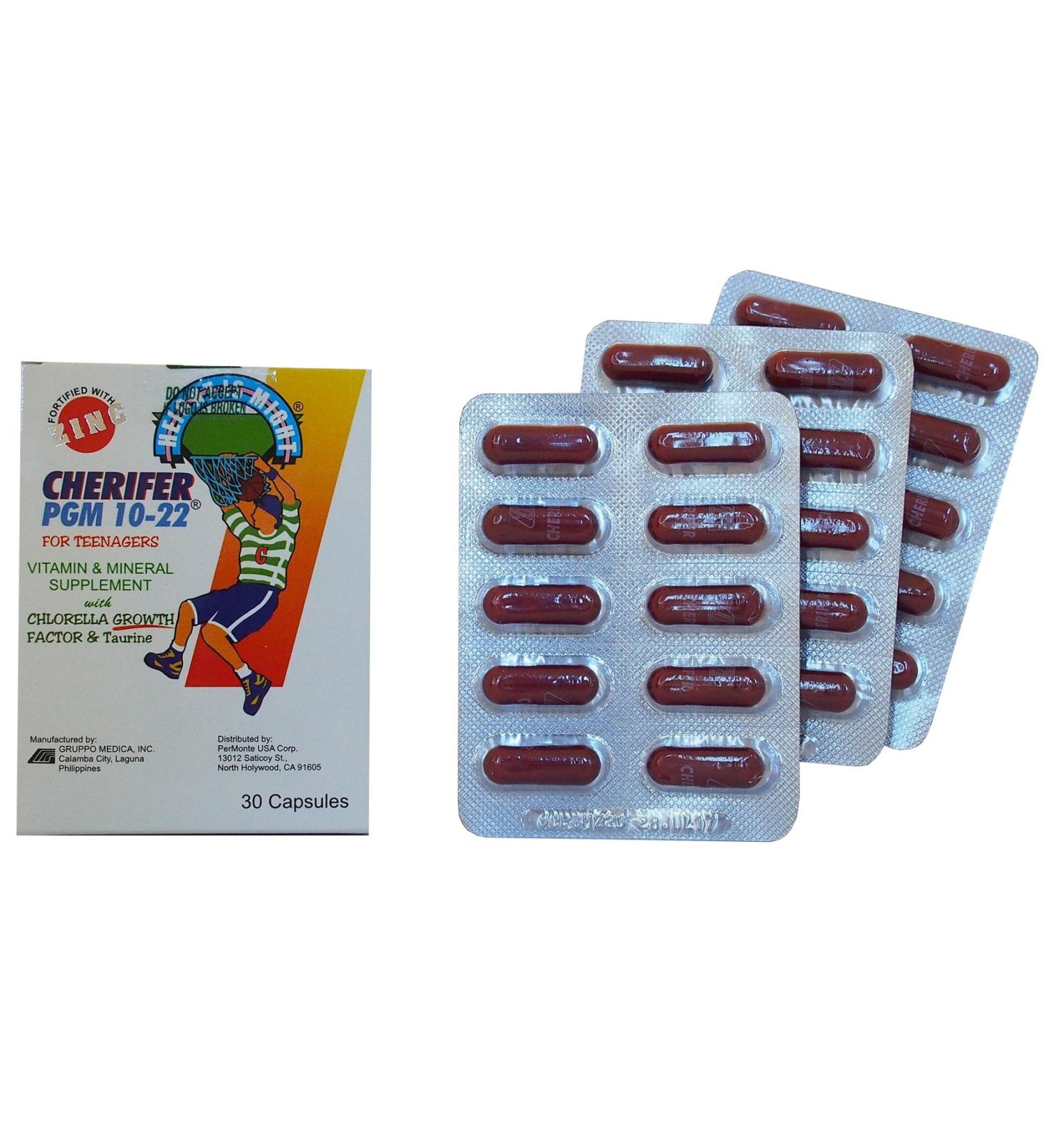 CHERIFER Capsule with Zinc Double Chlorella Growth Factor & Taurine PGM 10-22 (30 Capsules) - Buy Online on GoSupps.com