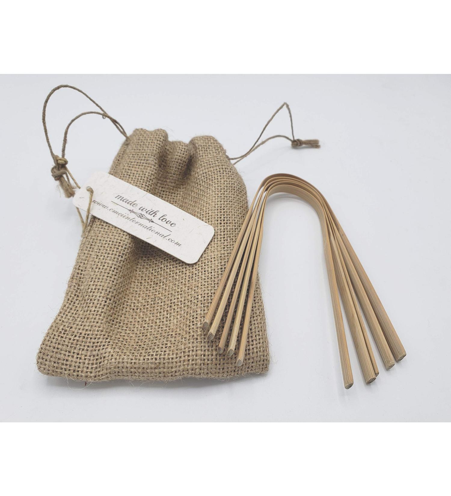 Bamboo Tongue Scraper 5 Pack - Eco-Friendly Tongue Cleaner Set in Recyclable Jute Pouch - Buy Online on GoSupps.com