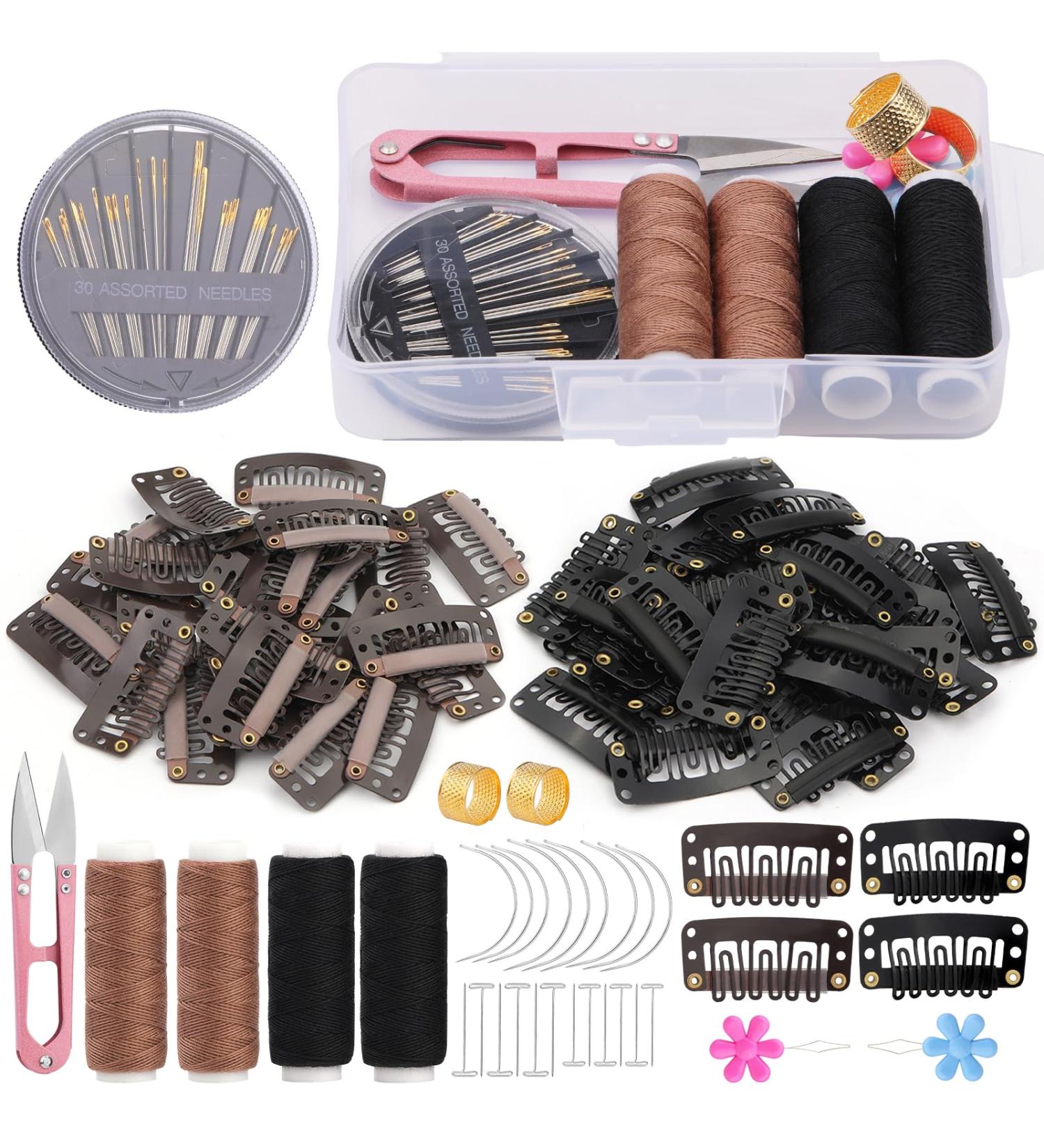 ENCHOL 60 Pieces Wig Clip Set U-Shape Hair Extension Clips Metal Snap Clips for Hair Extensions and Wefts with Sewing Needle and Thread Accessories - Buy Online on GoSupps.com