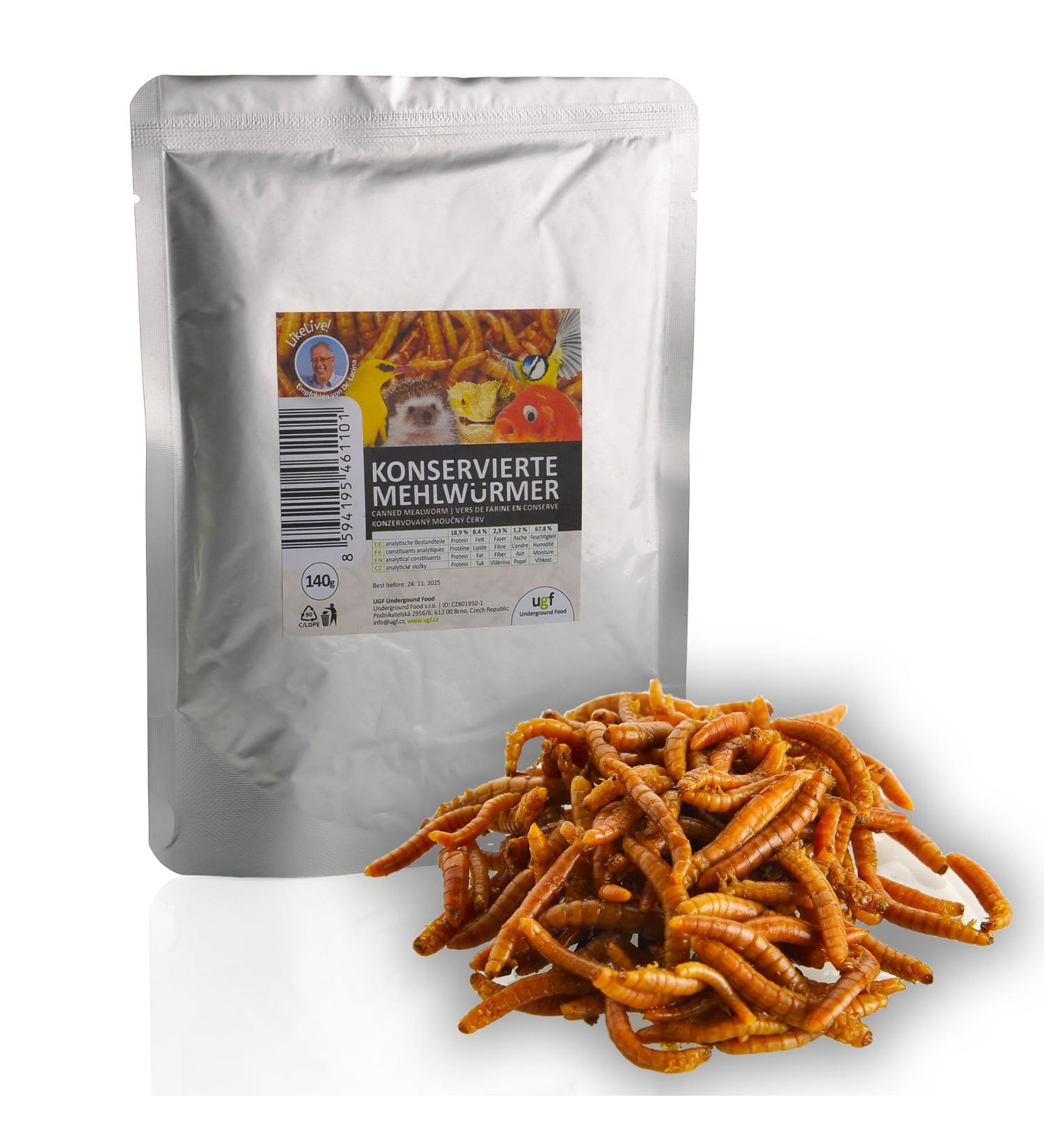 UGF Juicy Preserved Mealworms 140g - Premium Bird Food Hedgehog & Squirrel Treats Year-Round Nutrition - Buy Online on GoSupps.com