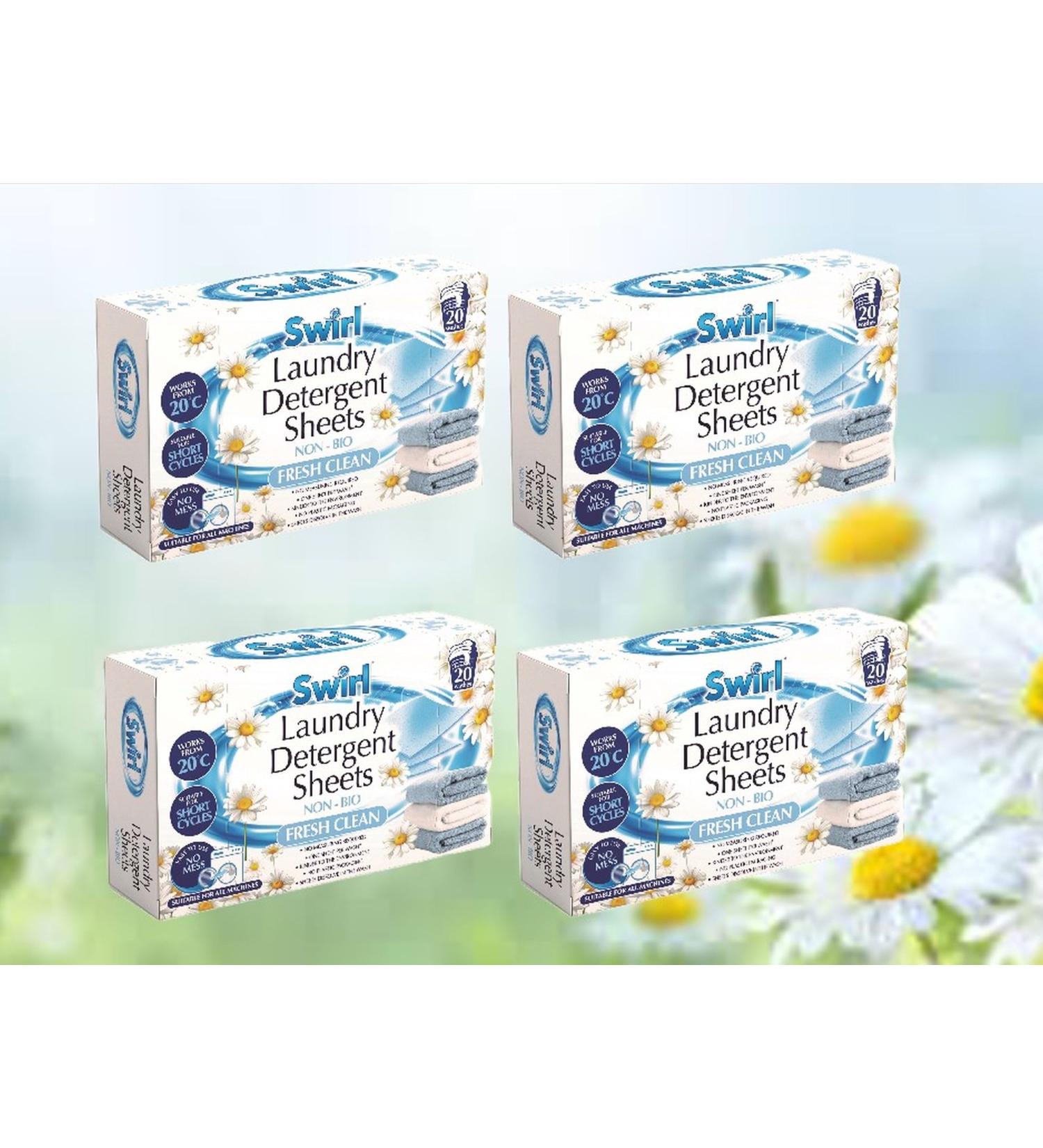 80 Dissolvable Laundry Detergent Sheets Non Bio Washing Sheets Fresh Clean Scent - Buy Online on GoSupps.com