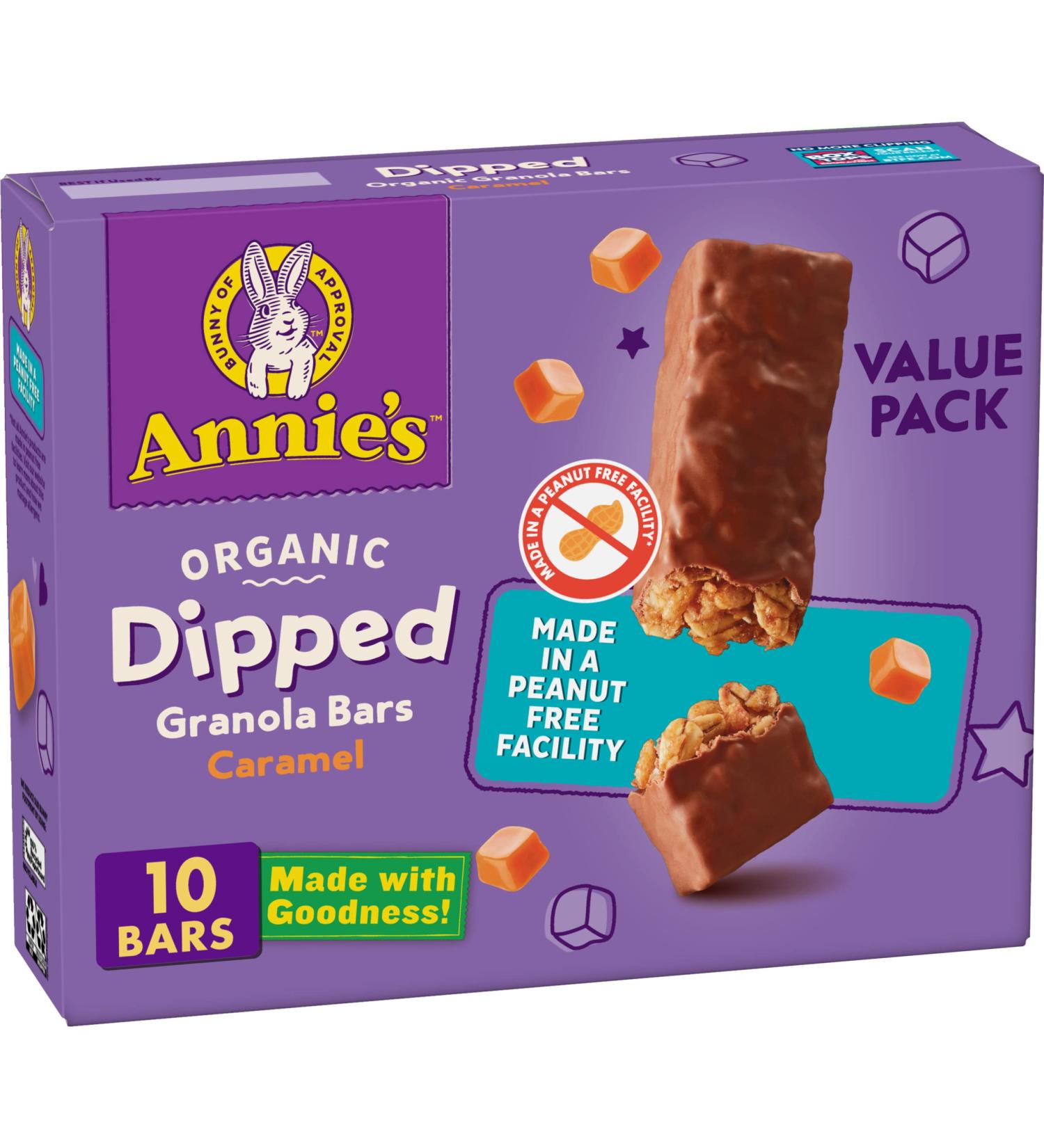 Annie's Organic Dipped Granola Bars - Caramel Flavor (Peanut Free) | 10 Bars - Buy Online on GoSupps.com