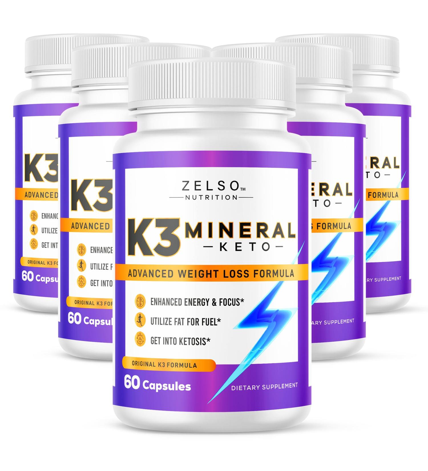 K3 Mineral Weight Loss Pills (5 Pack) - Keto-Friendly Supplement for Men & Women | 5 Months Supply of K3 Salt Vitamin & Mineral Capsules - Buy Online on GoSupps.com