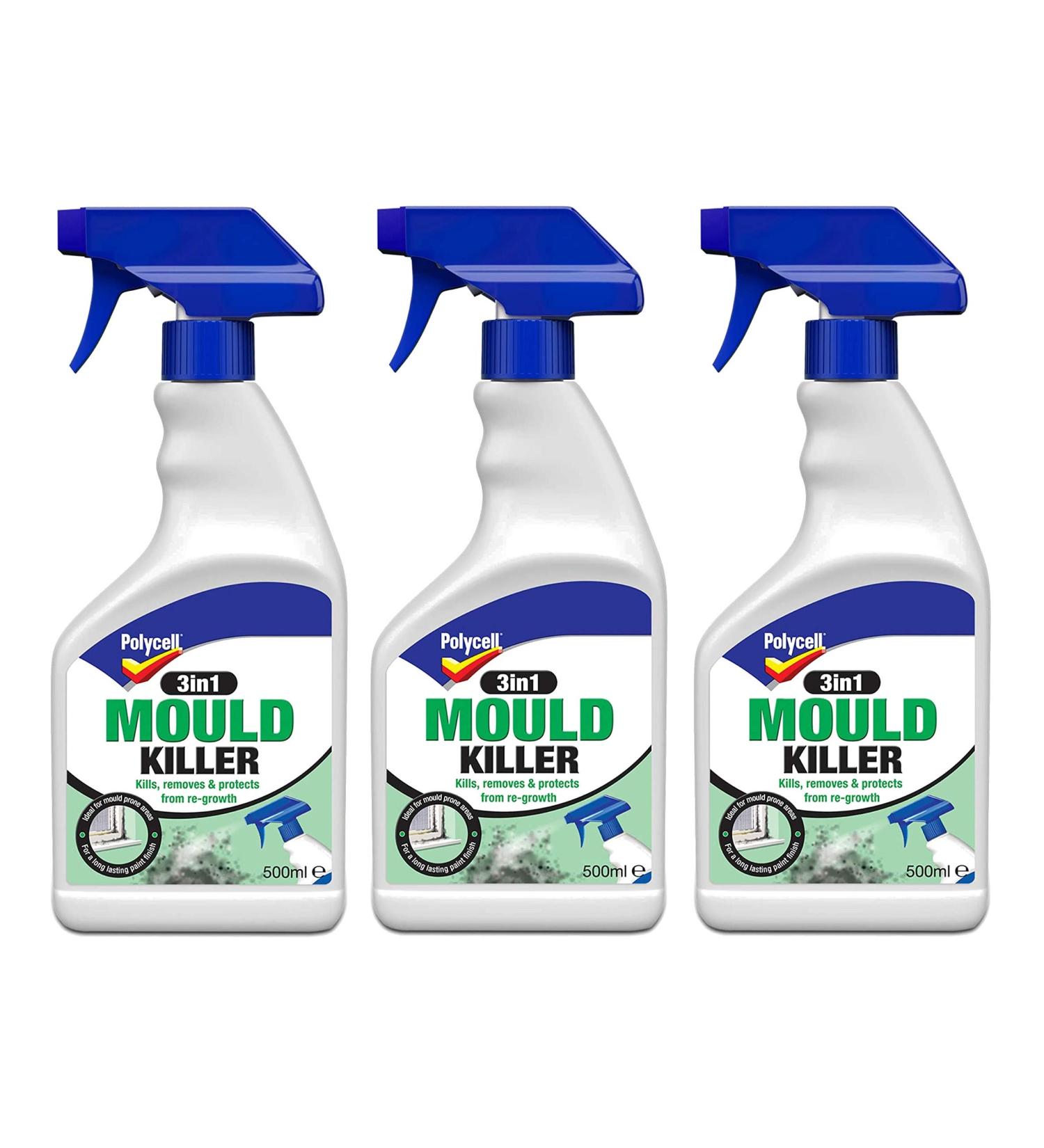 3X Polycell 3-in-1 Mould Killer Spray 500 ml