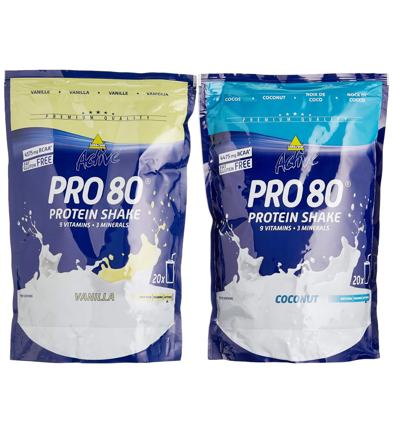 Inkospor Active Proteinshake Pro 80 Bags 2-Pack (Vanilla/Coconut) & 1-Pack (1 kg) | Buy Internationally - Buy Online on GoSupps.com