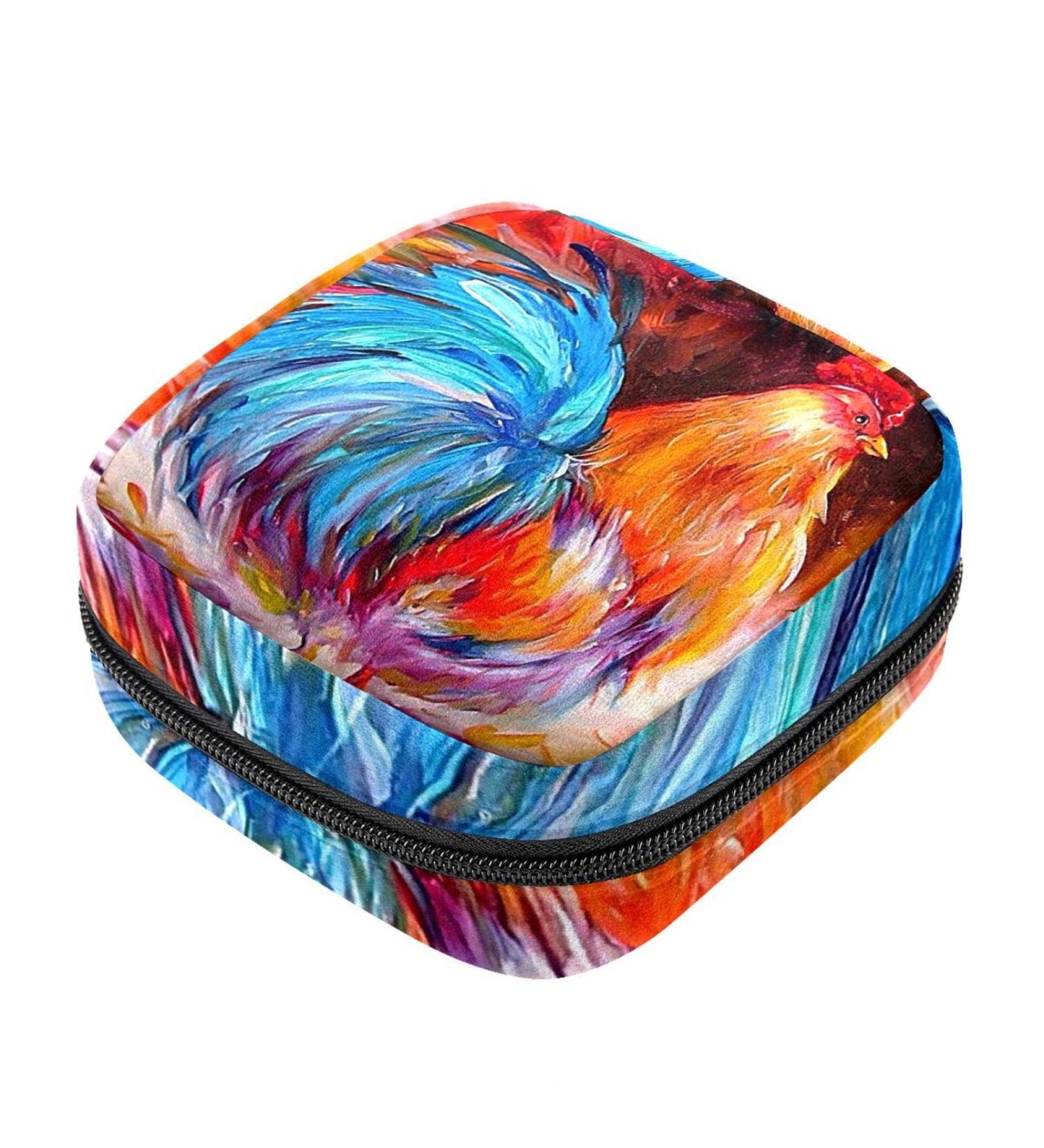 Menstruation Pad Bag with Zipper - Stylish Women's Napkin & Tampon Bag | Oil Painting & Animal Art Designs - Buy Online on GoSupps.com