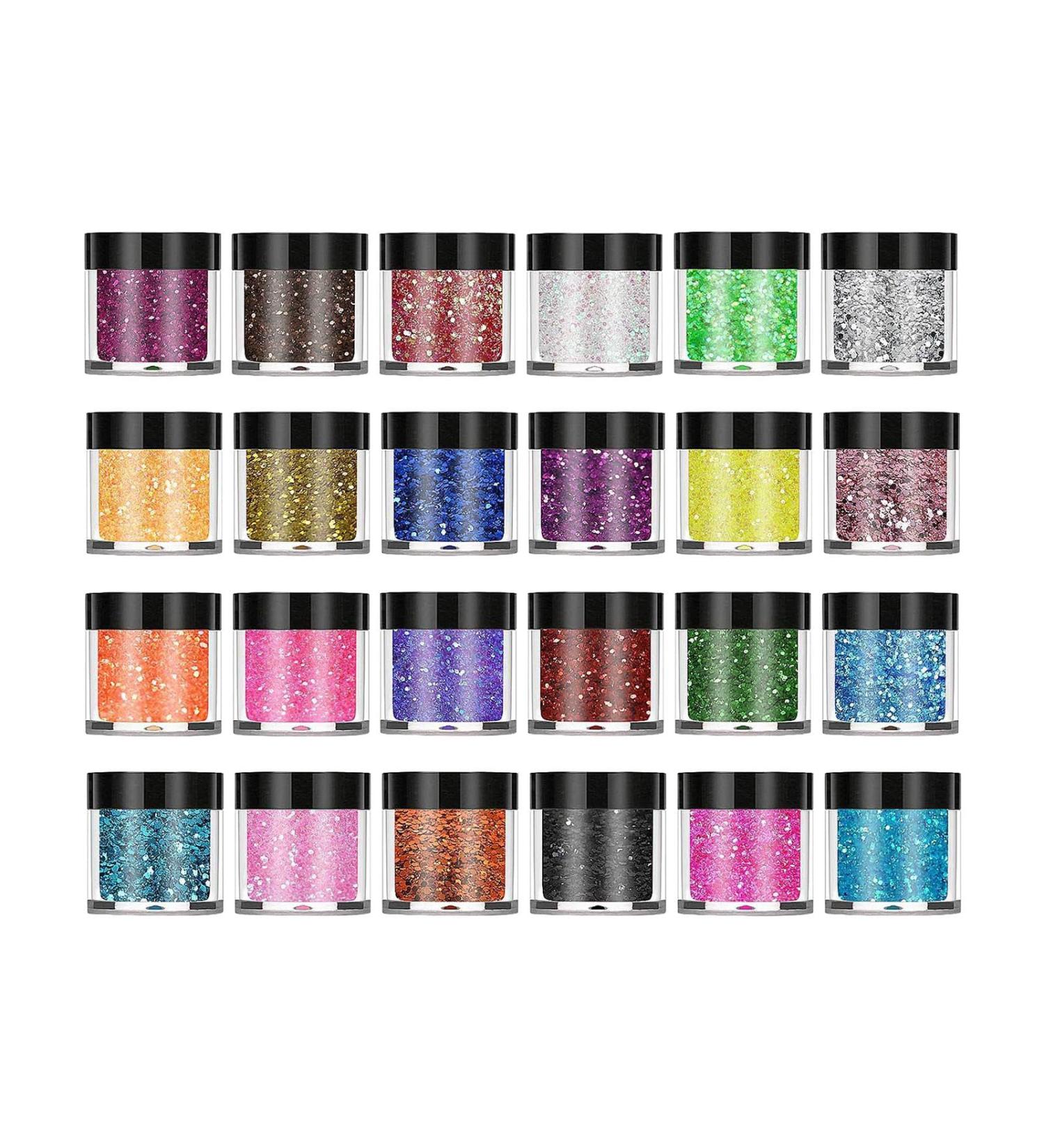 Colaxi 24 Pieces Chunky Glitter Art Craft Glitter Eyeshadow Makeup Glitter for Makeup Shaker Glitter for Eyes Halloween Women - Buy Online on GoSupps.com