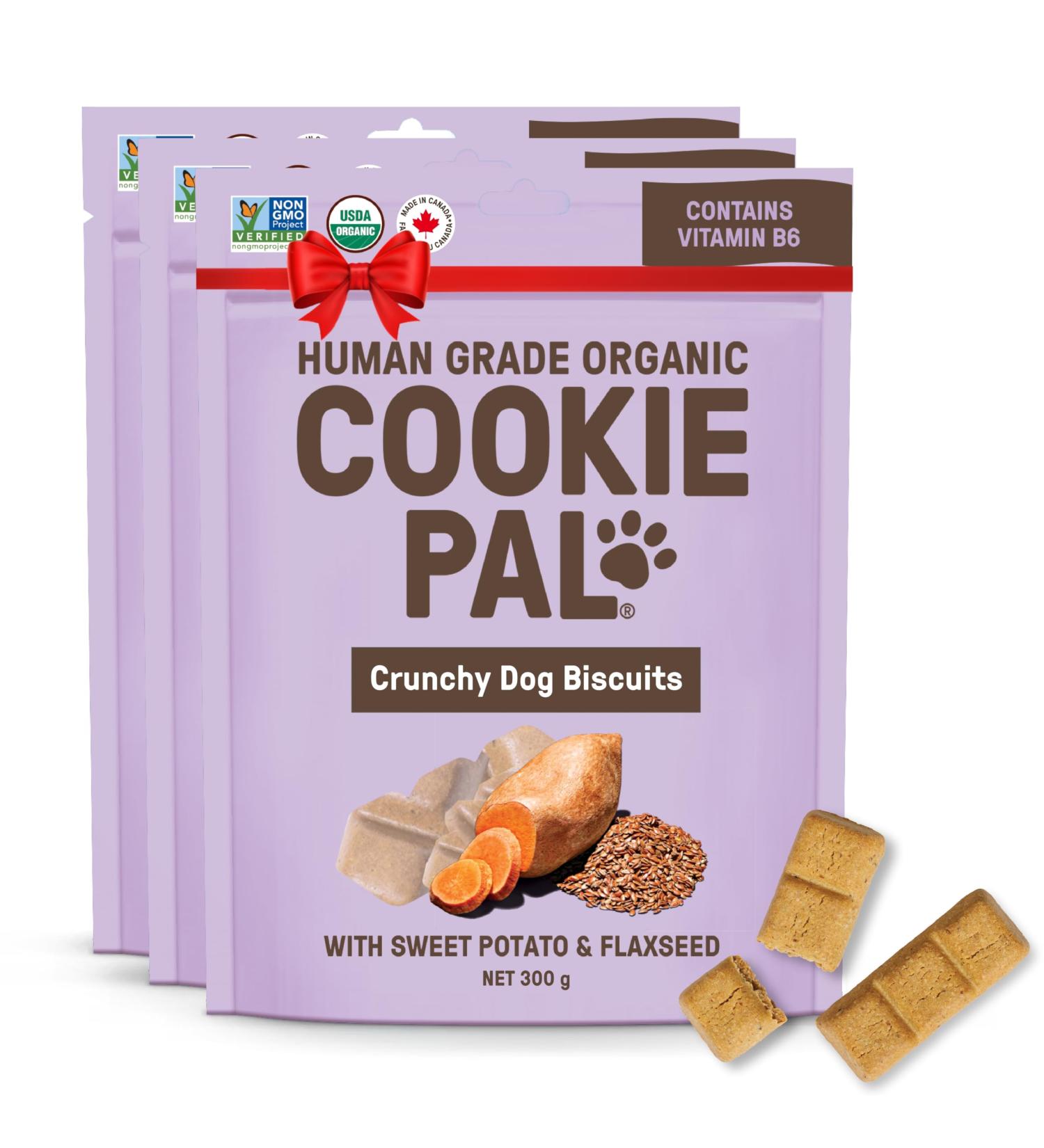 Cookie PAL Sweet Potato Dog Treats with Flaxseed Crunchy Human Grade USDA Organic Puppy Treats 300g (Pk of 3) Sweet Potato & Flaxseed 300 g (Pack of 3) - Buy Online on GoSupps.com