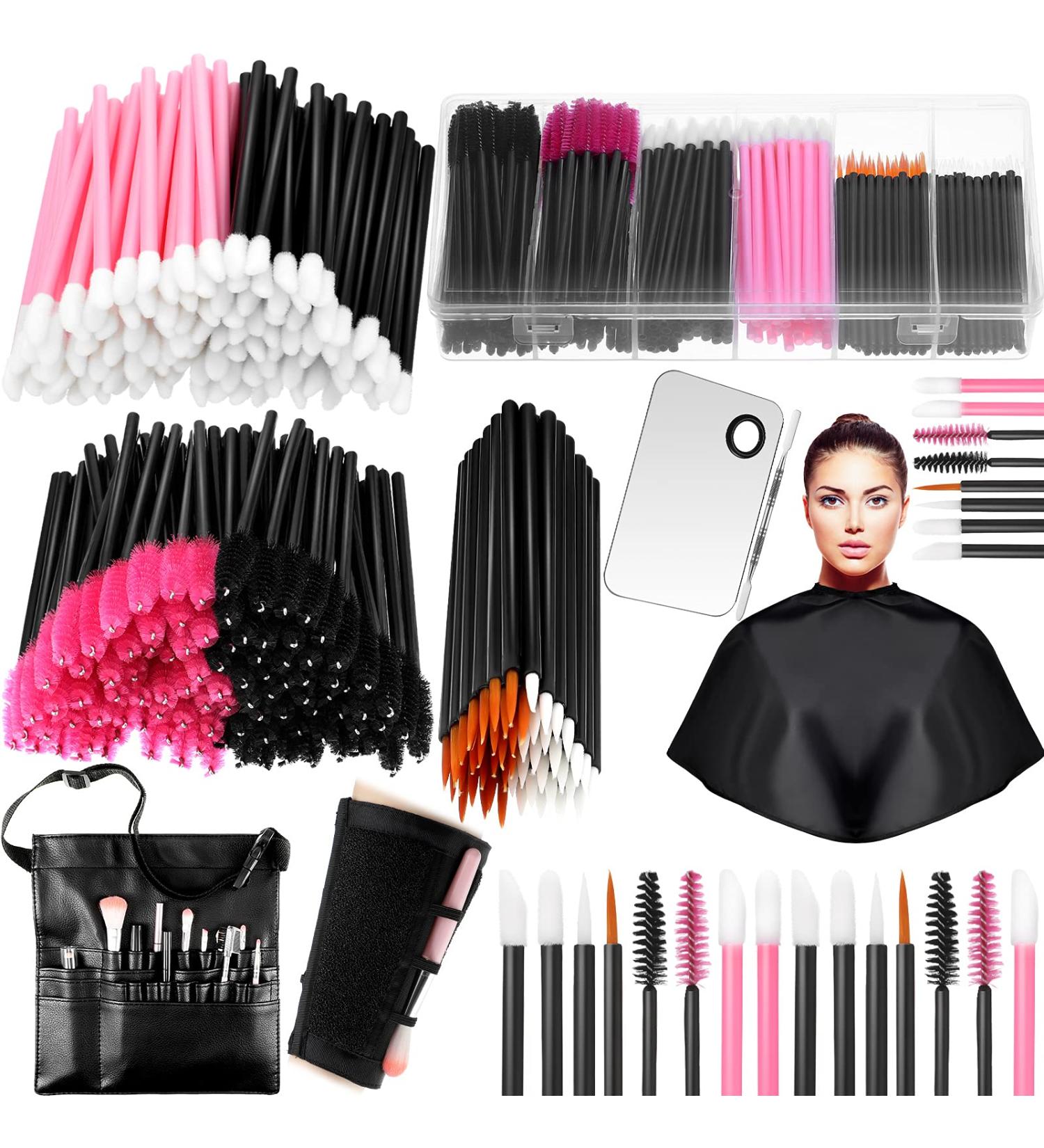 268 Piece Disposable Makeup Tools Kit with Eyeliner Brushes, Waterproof Cape, Stainless Steel Palette, and Organizer Box - Perfect for Professional Makeup Artists - Buy Online on GoSupps.com