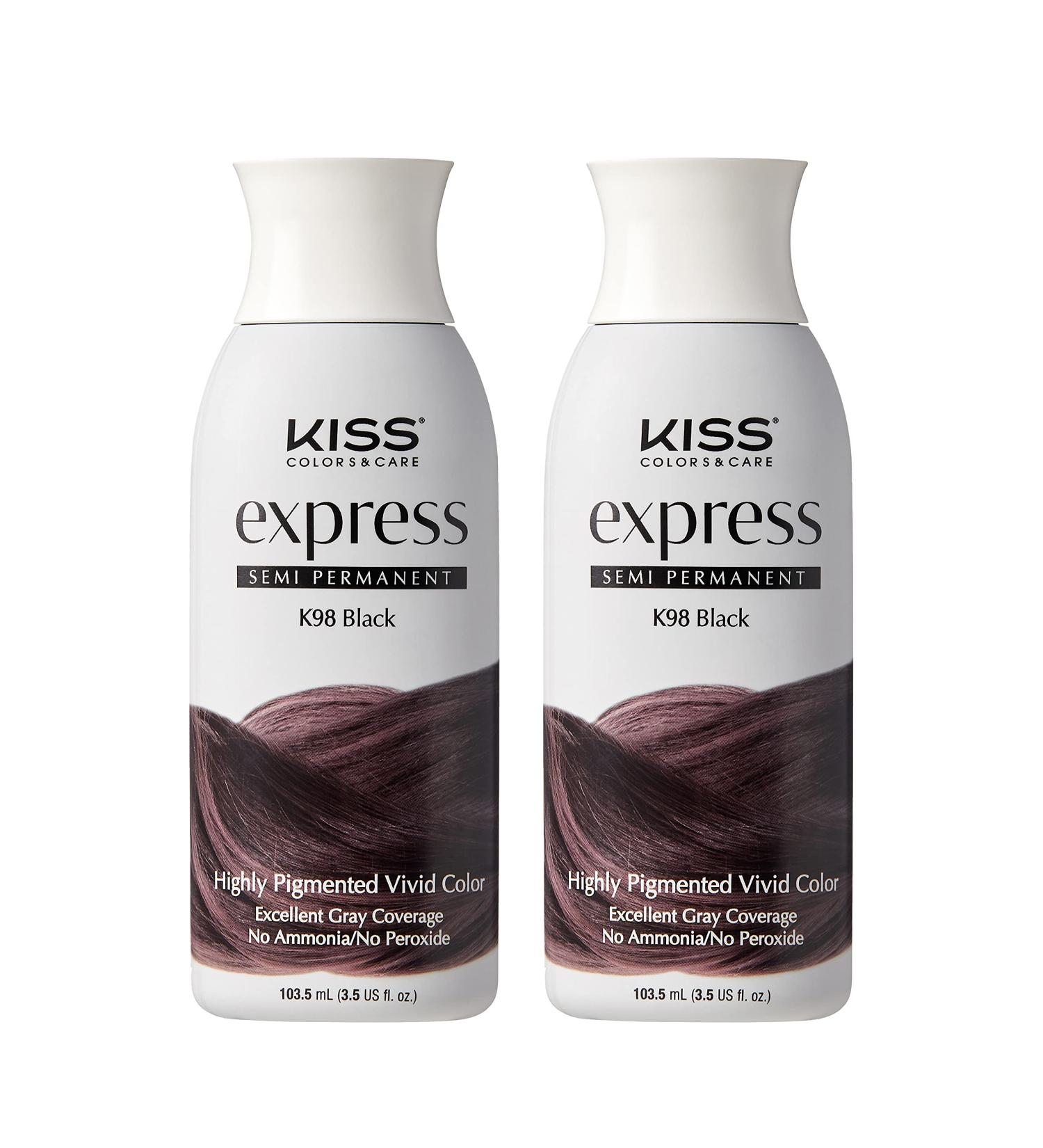 Kiss Express Semi-Permanent Hair Color Black 3.5 Fl Oz (Pack of 2) - 100mL (3.5 US fl.oz), 2 Count - Buy Online on GoSupps.com