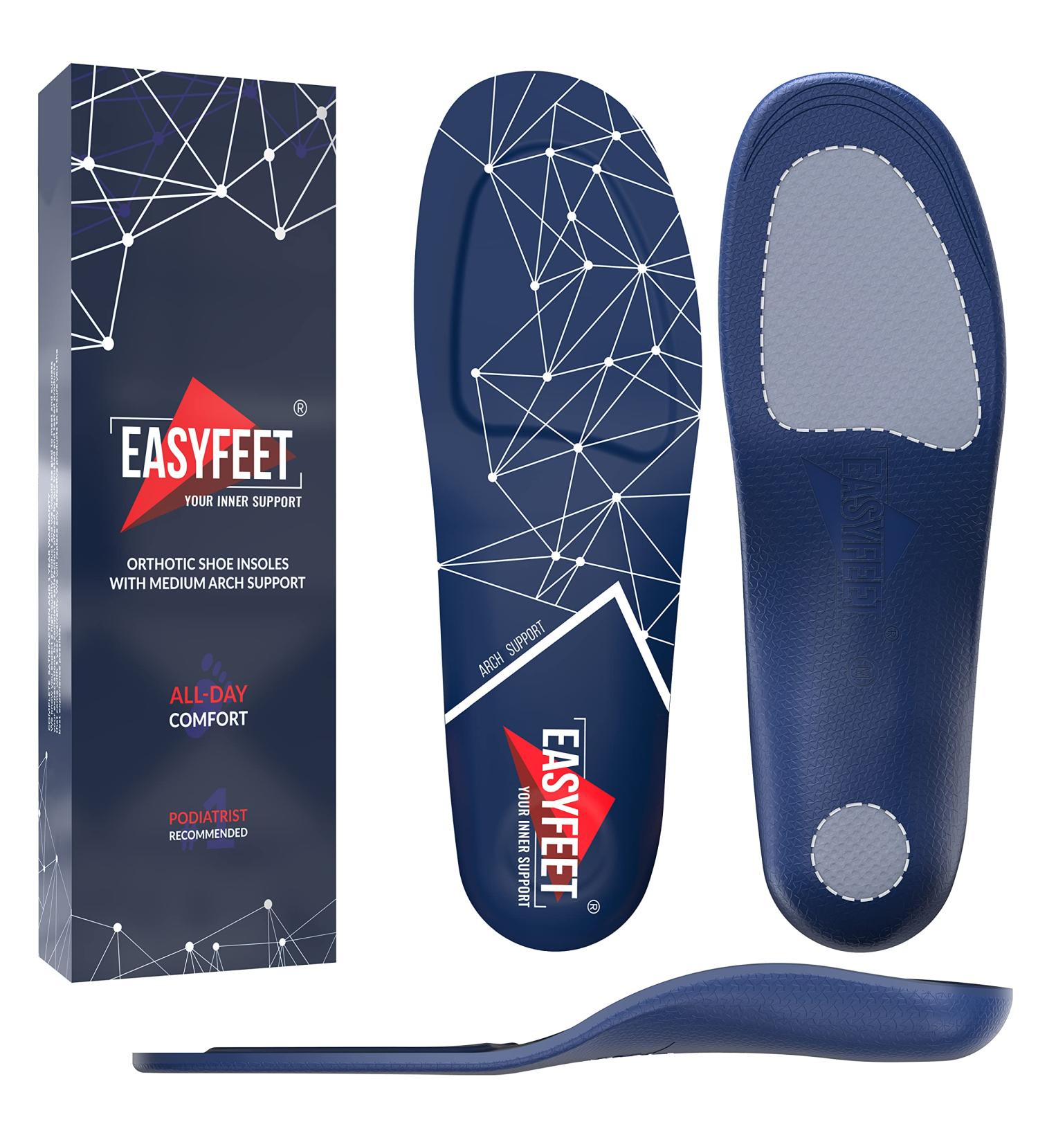 Orthotic Work Insoles | Anti-Fatigue Medium Arch Support | Plantar Fasciitis Relief | Blue Men 11-12.5/Women | Standing All Day Comfort - Buy Online on GoSupps.com