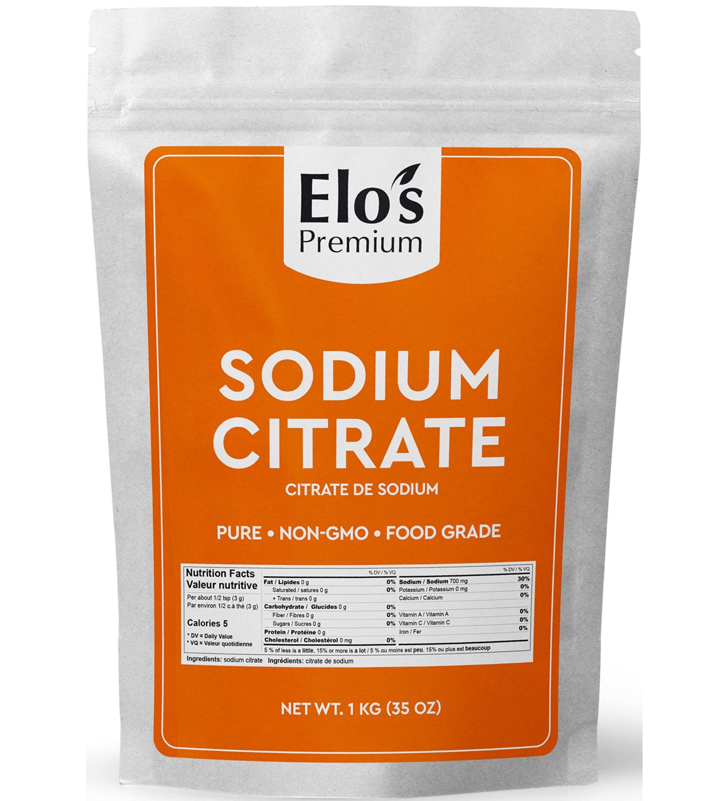 Sodium Citrate (1kg) by Elo s Premium |100% All-Natural Food Grade Emulsifier and Preservative| Packaged In Canada| Used As Emulsifier Flavor Additive and Preservative| Non-GMO Kosher and Halal Friendly Gluten Free| Make Cheese Sauces Club Soda Gravy and  - Buy Online on GoSupps.com