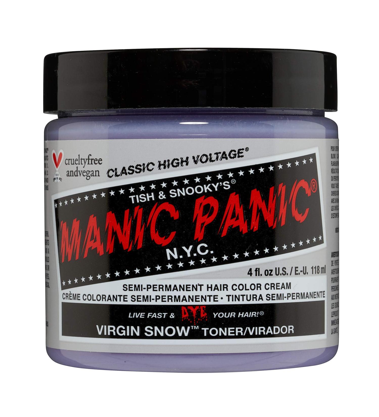 MANIC PANIC Virgin Snow Blonde Toner 4oz - Blue Tinted Semi-Permanent Hair Toner for Blonde/Bleached Hair - Brassiness Remover - Buy Online on GoSupps.com