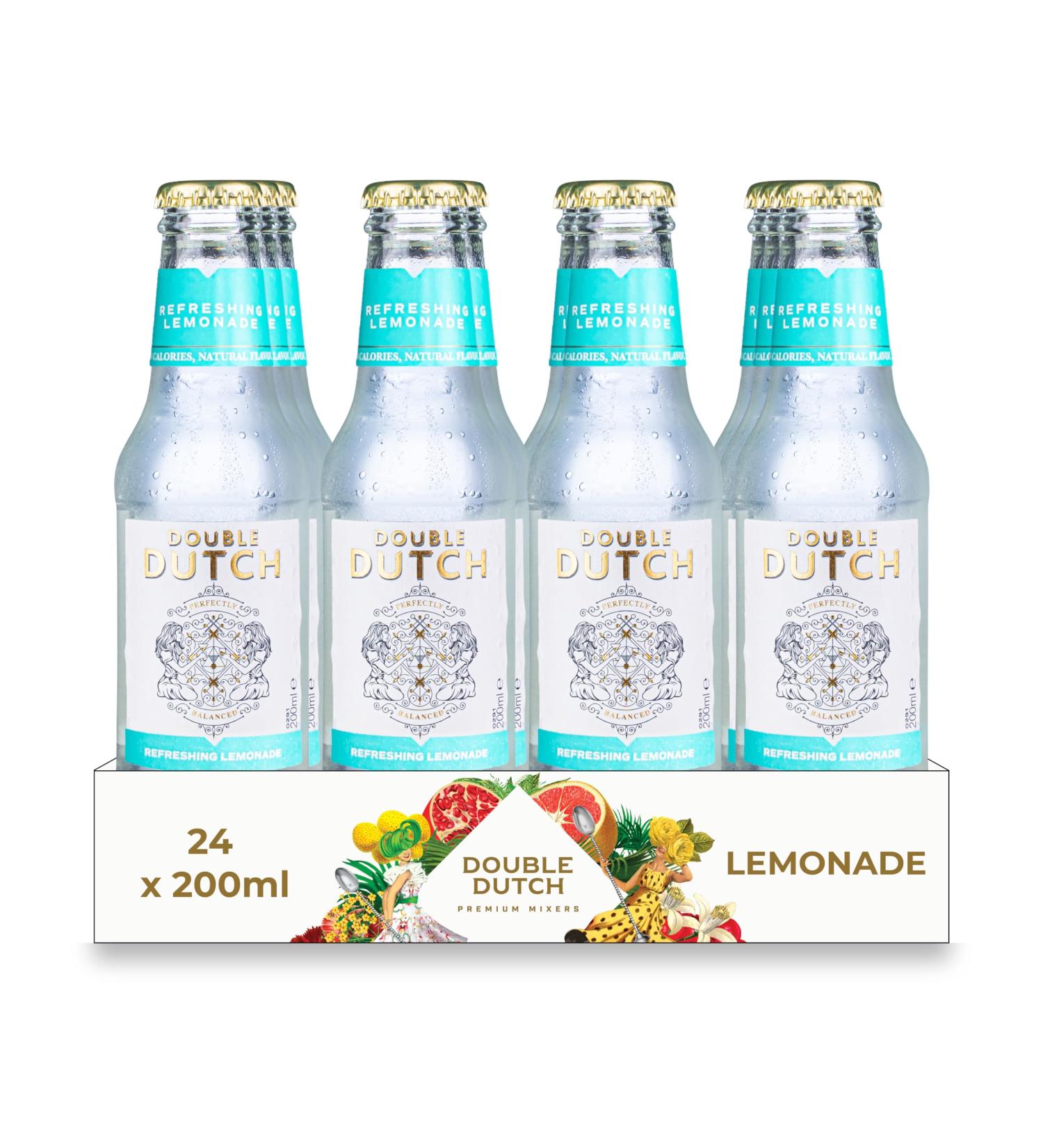 Double Dutch Refreshing Lemonade 24 x 200ml bottles Low Calorie Perfect Mixer for Cocktails No Artificial Colours Preservatives or Flavours (Pack of 24)