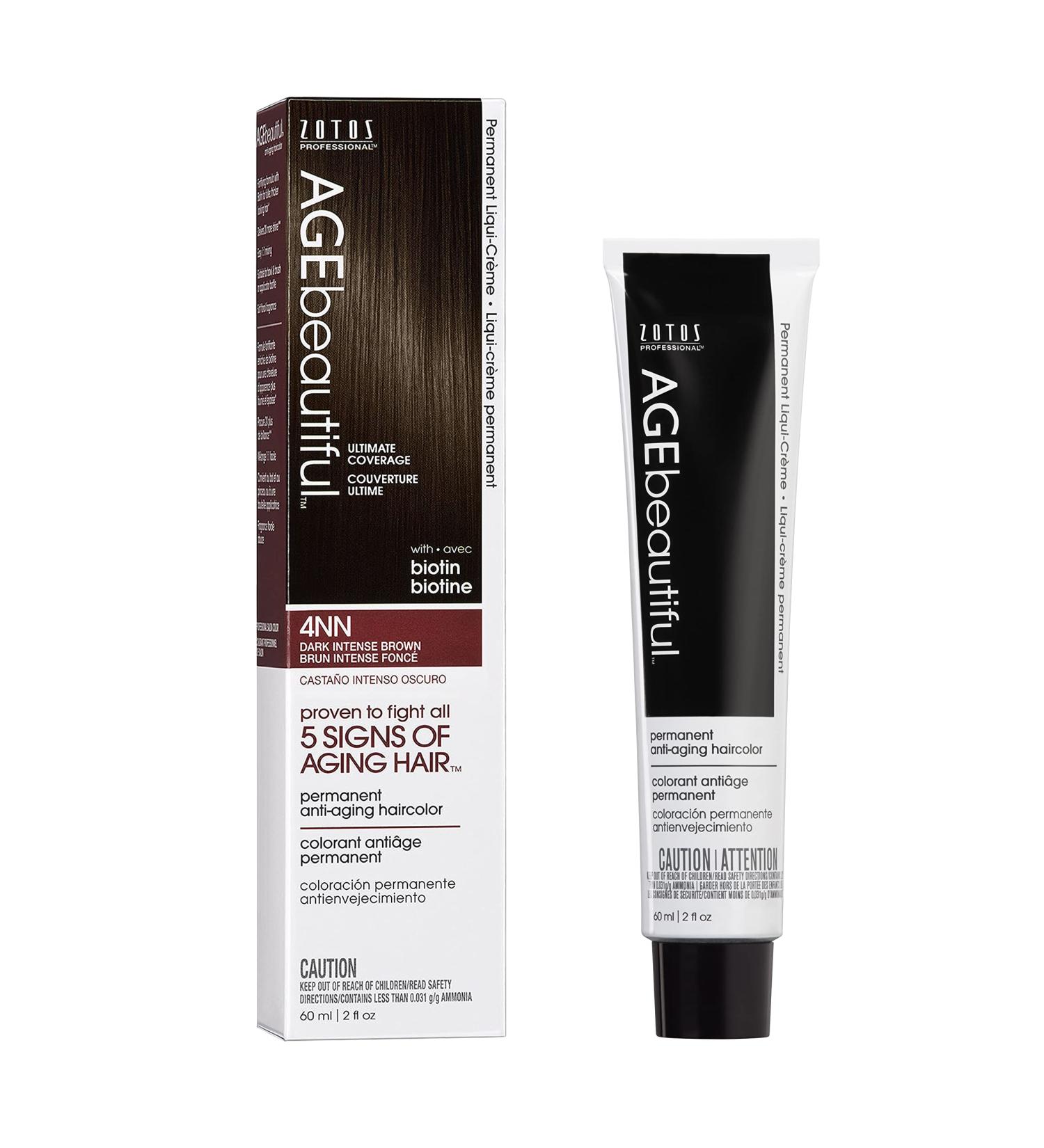 AGEbeautiful 4NN Dark Intense Brown Hair Color Dye - Professional Salon Formula for 100% Gray Coverage and Anti-Aging Benefits - Buy Online on GoSupps.com
