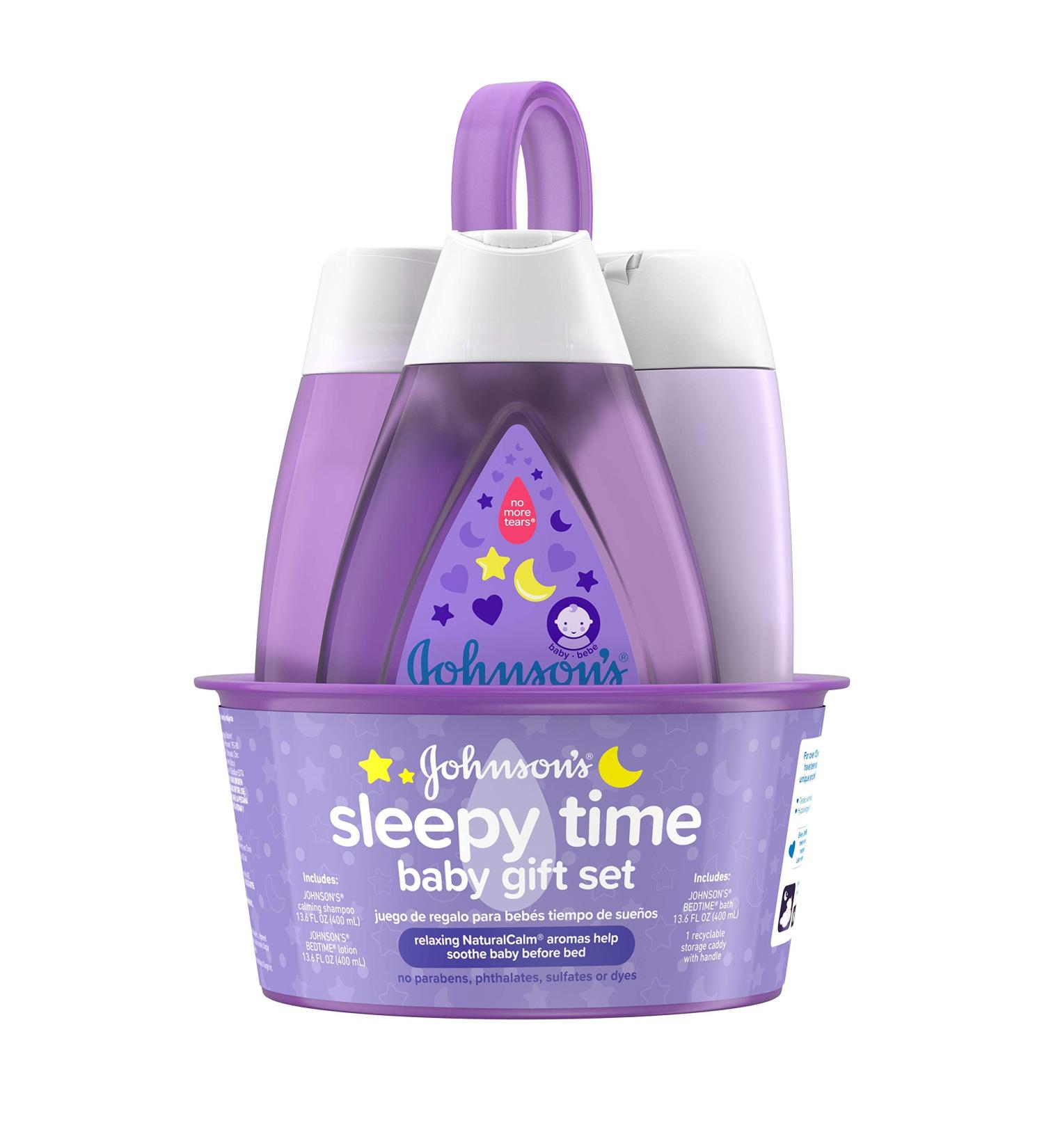 Johnson's Sleepy Time Baby Gift Set | NaturalCalm Aromas | Hypoallergenic & Paraben-Free | Bedtime Bath, Shampoo, Wash & Lotion | 4 Items - Buy Online on GoSupps.com