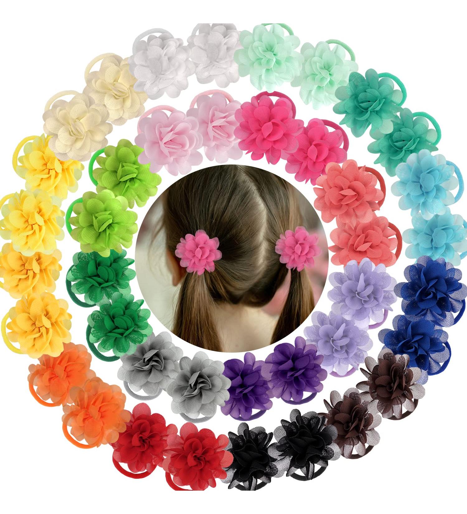 MiDoDo 40 PCS Baby Girls Chiffon Flower Hair Bands - Kids Hair Accessories for Girls - Buy Online on GoSupps.com