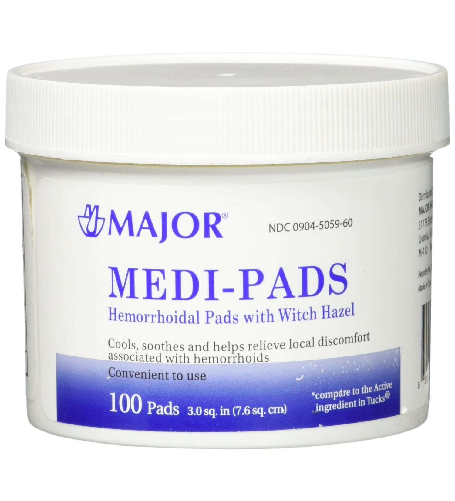 Major Medi-Pads 100 Ct. Jar - Compare to Tucks | Hemorrhoid Relief Pads - Buy Online on GoSupps.com