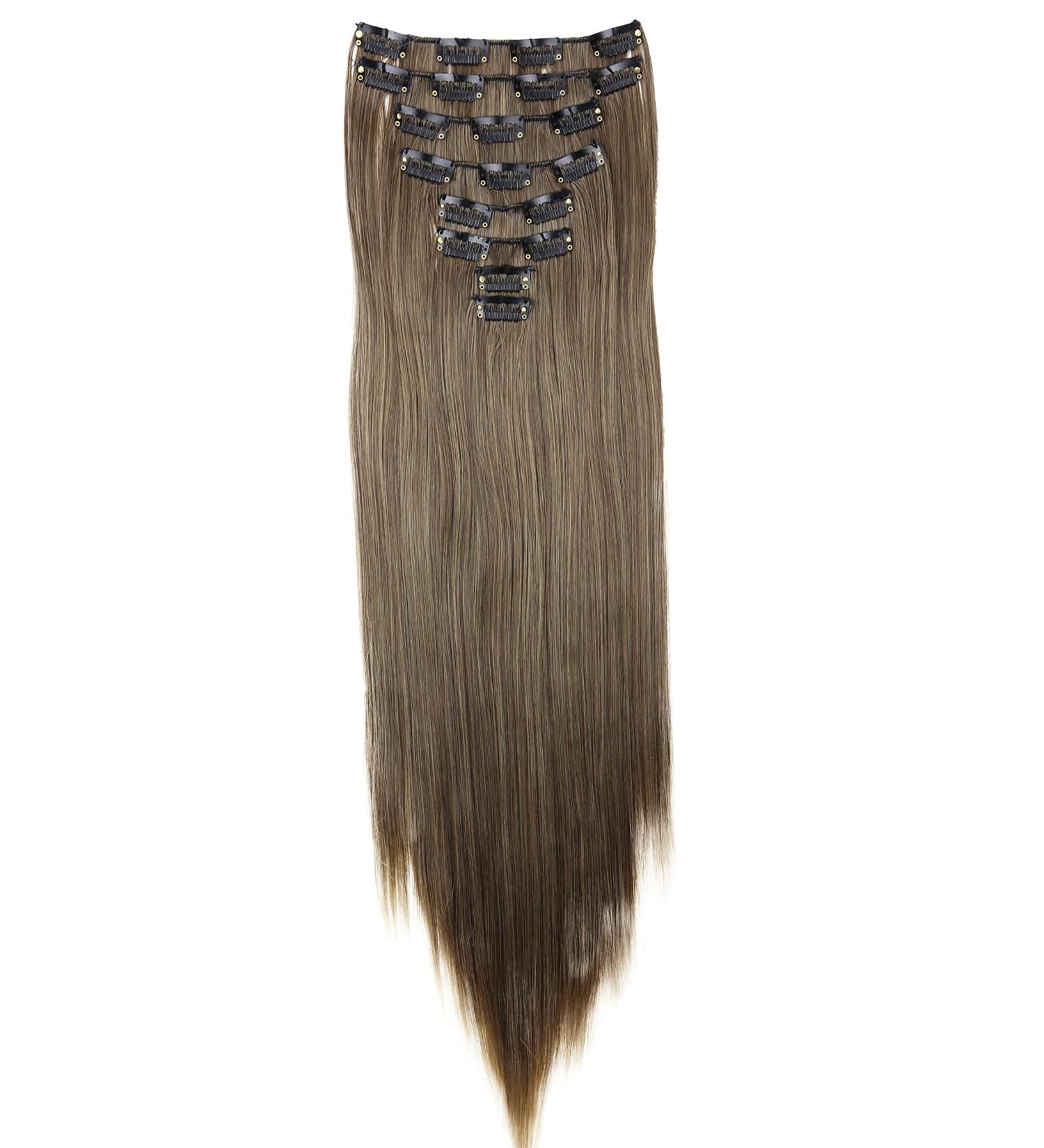 CAISHA by PRETTYSHOP XXL 24 8 Pieces Set Clip In Hair Extensions Ombr Brown Blonde #8T25 - Buy Online on GoSupps.com