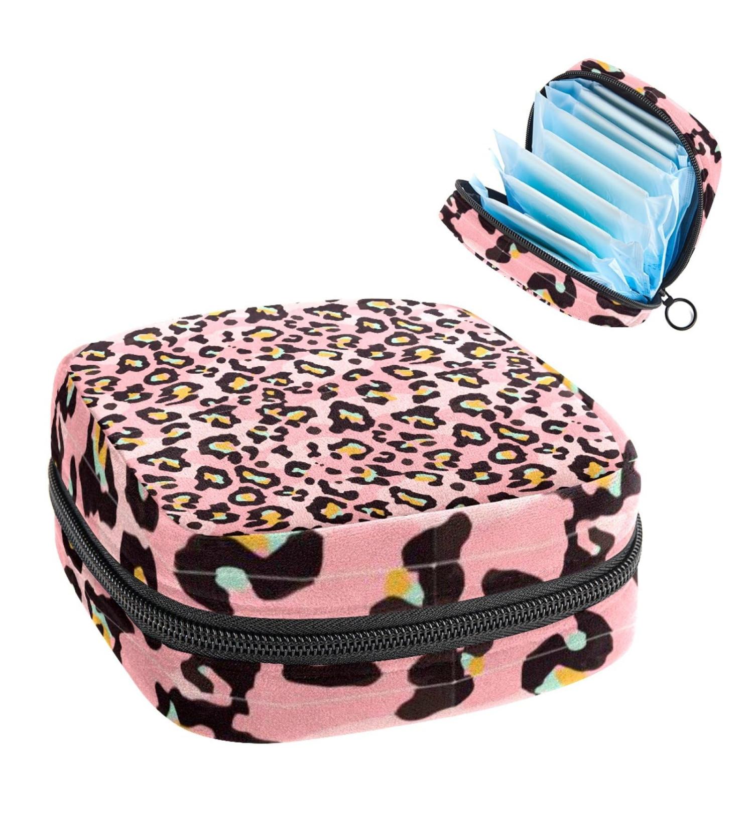 Pink Leopard Print Menstrual Cup & Pad Storage Bag - Portable Feminine Care Pouch (Color 7) - Buy Online on GoSupps.com