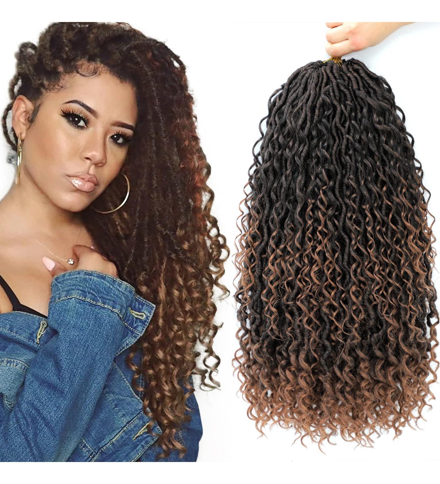 Goddess Locs Crochet Hair 18 | 6 Packs Curly Faux Locs Braids | Boho Style Hair Extensions | T1B/30 18 (Pack of 6) - Buy Online on GoSupps.com