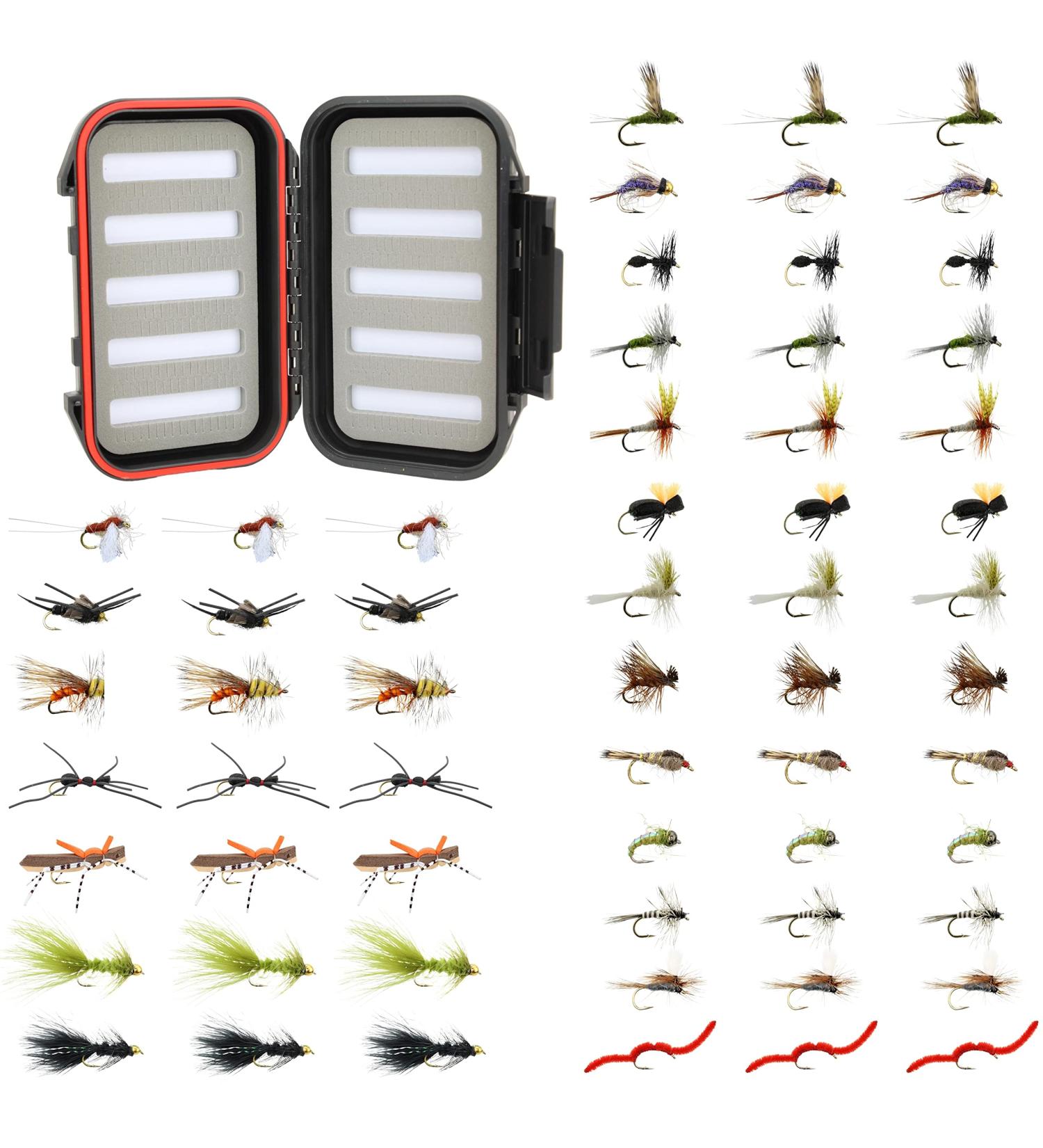 Wild Water Fly Fishing Mini-Mega Assortment 60 Most Popular Flies with Small Fly Box - Dry, Caddis, Nymph, Wooly Bugger for Trout, Panfish, Crappie, Sunfish - Buy Online on GoSupps.com